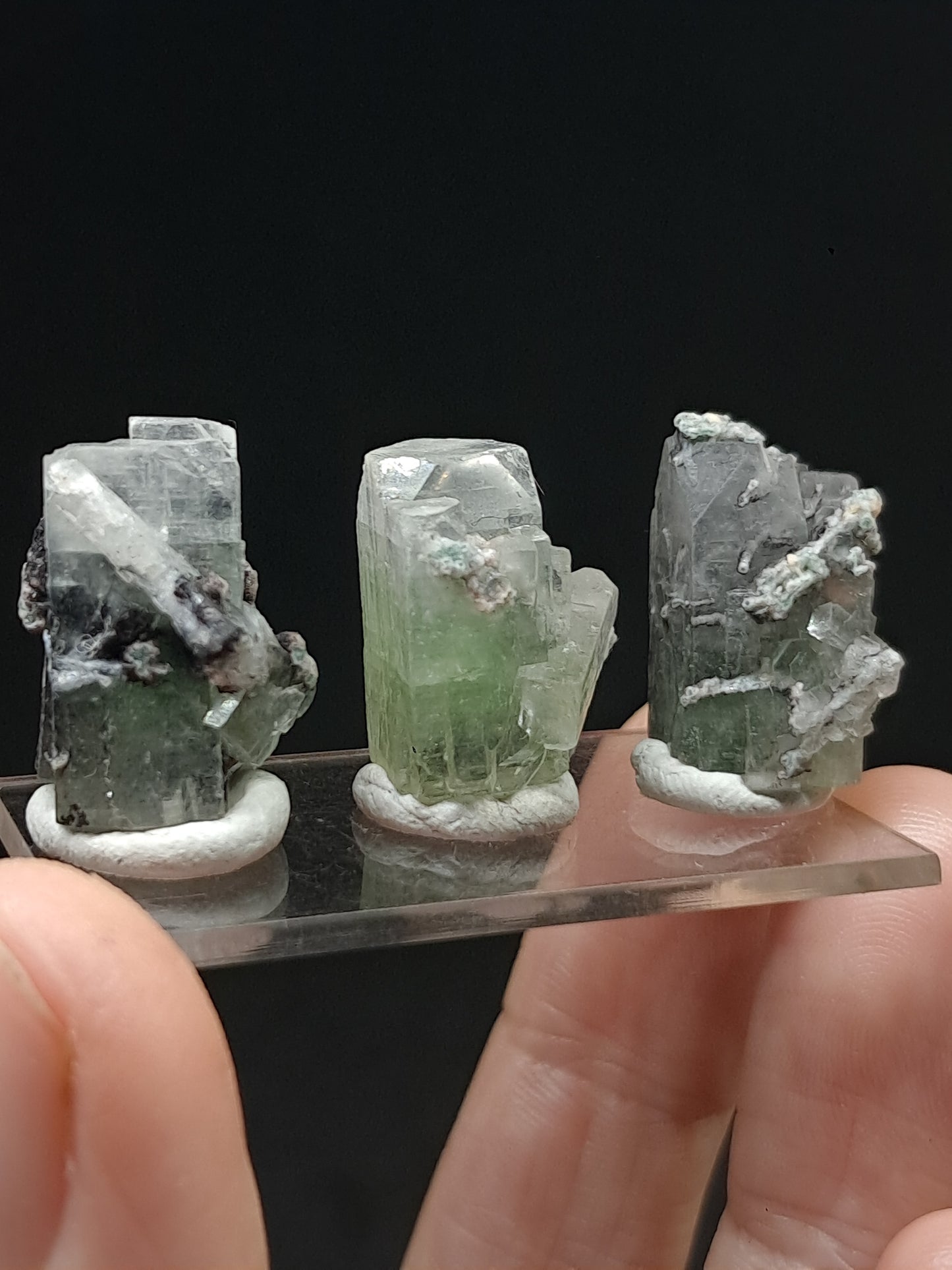 Set of 3 Small Green Apophyllites (Fluorapophyllites) (Ajanta) Rough Natural Crystals | Mineral Specimens #GA48