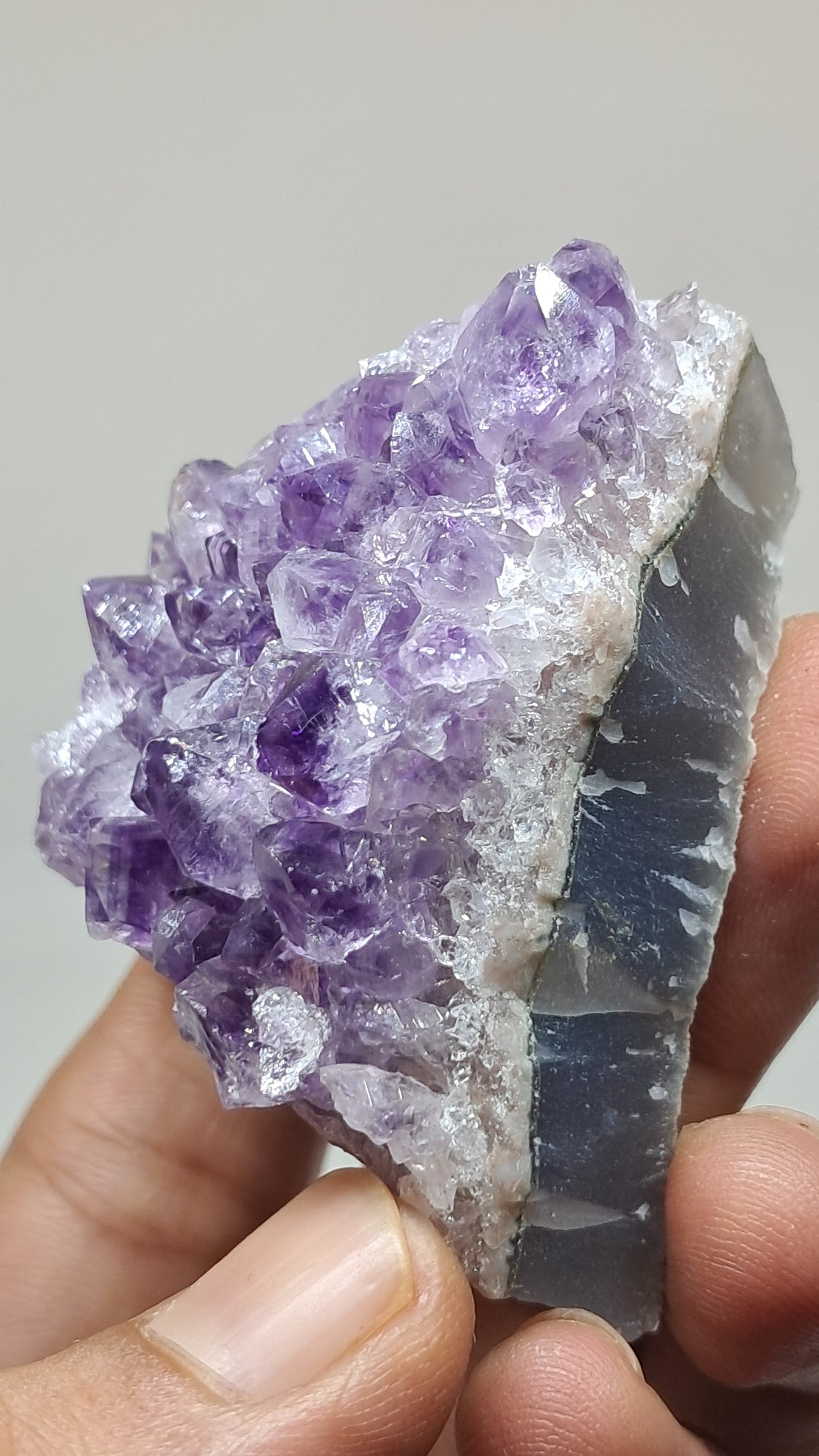 Amatista Morada Profunda Sobre Ágata (Brasil) | Drusa Natural | Mineral #AMB6