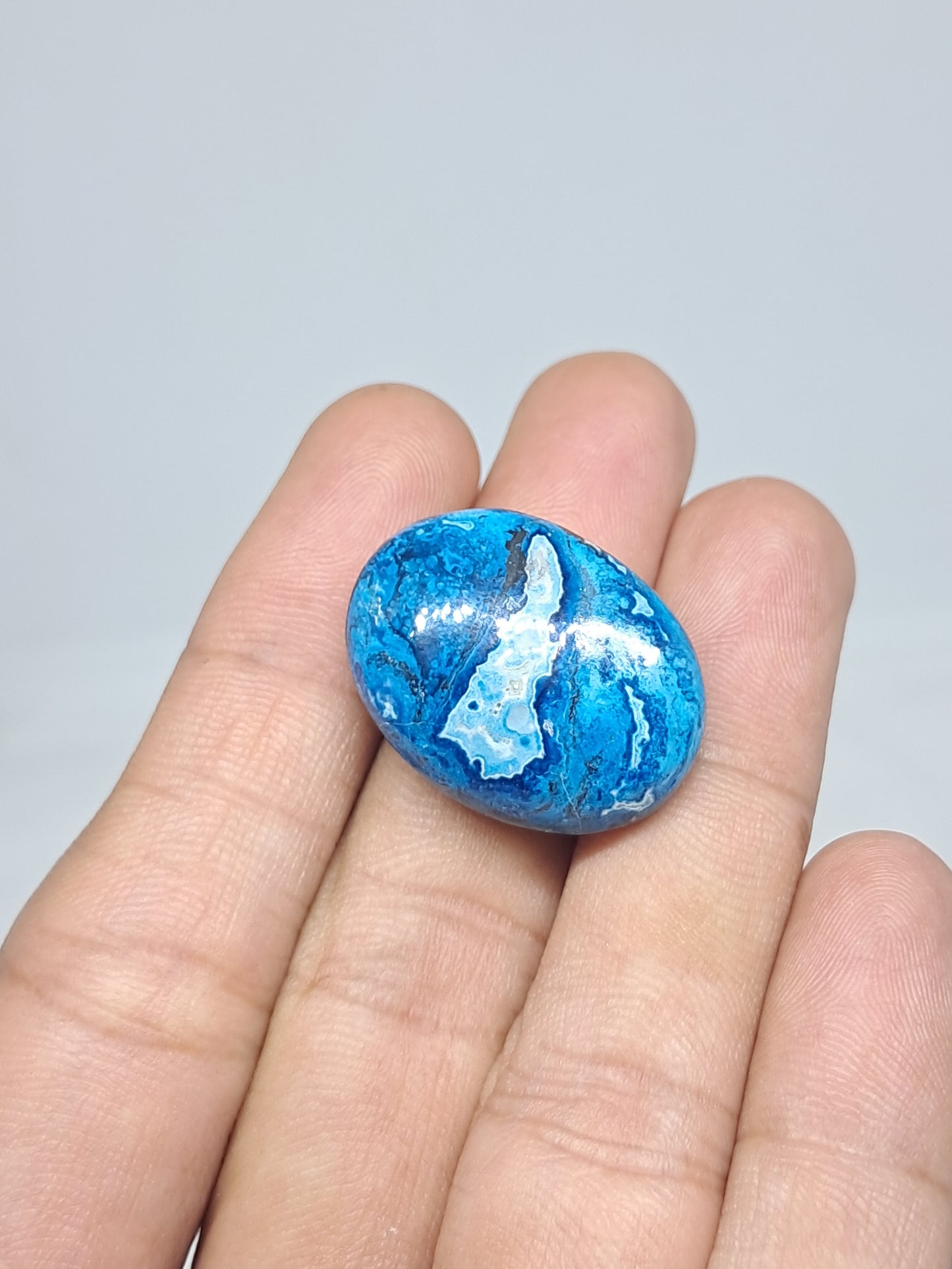 Chrysocolla w/ Azurite and Shattuckite Palmstone | Polished Natural Stone #CM13