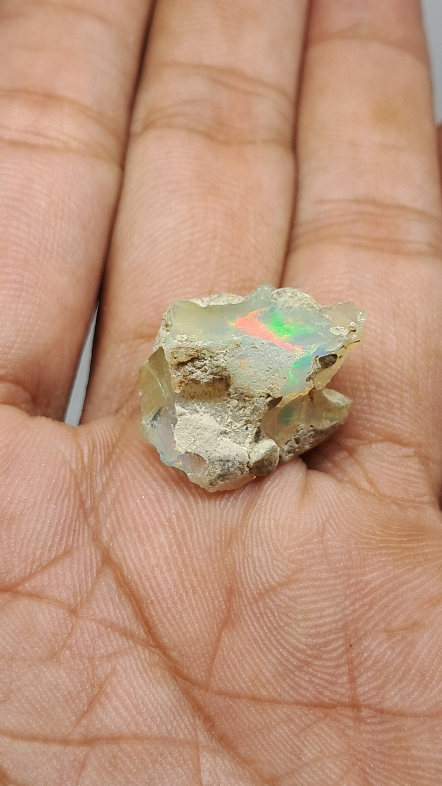 Natural Ethiopian Opal Rough | White Hydrophane Opal with Flashy Play of Colors #OP21