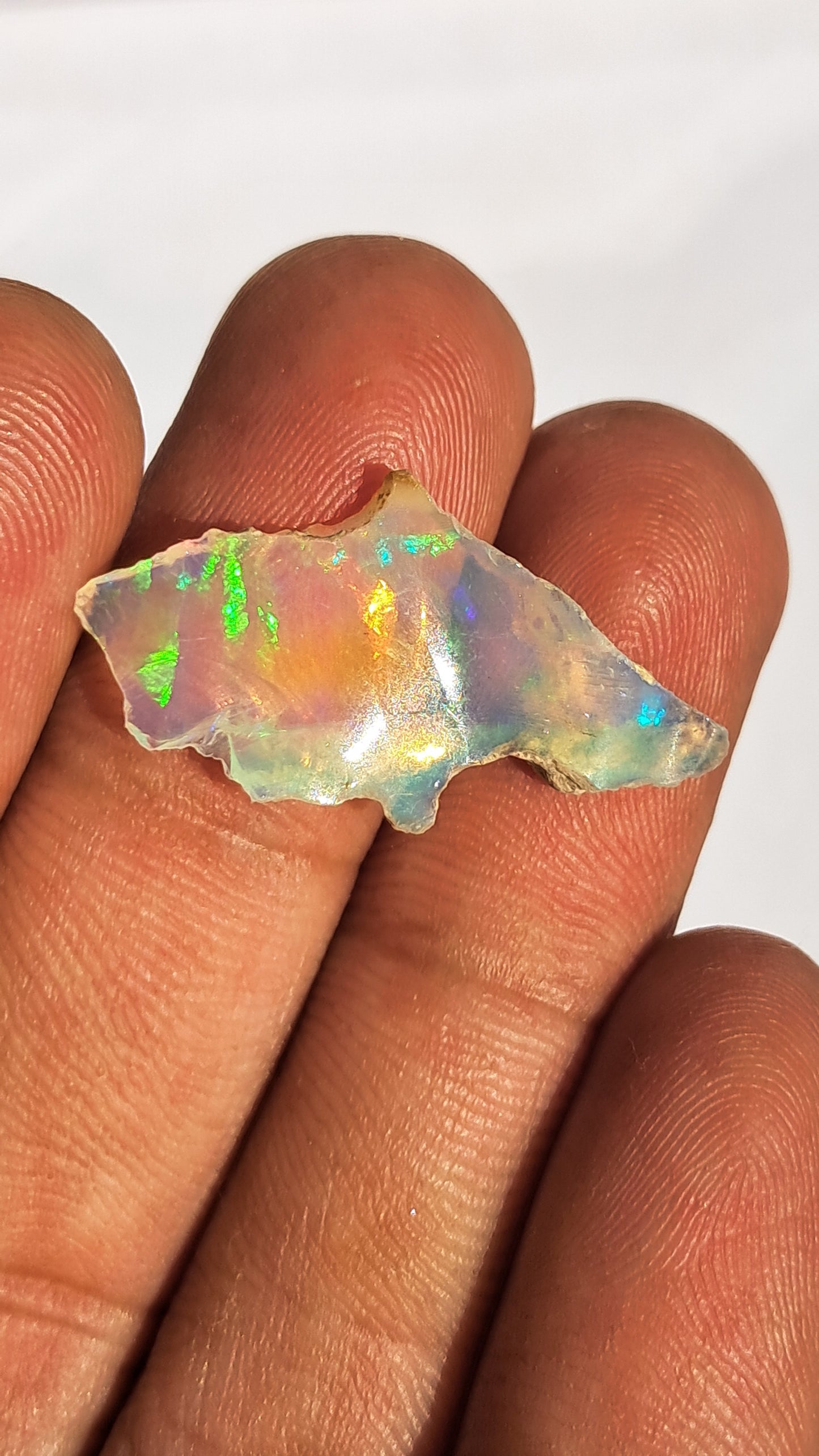 Ópalo etíope natural en bruto | Ópalo hidrofano blanco con brillo y juego de colores #OP11