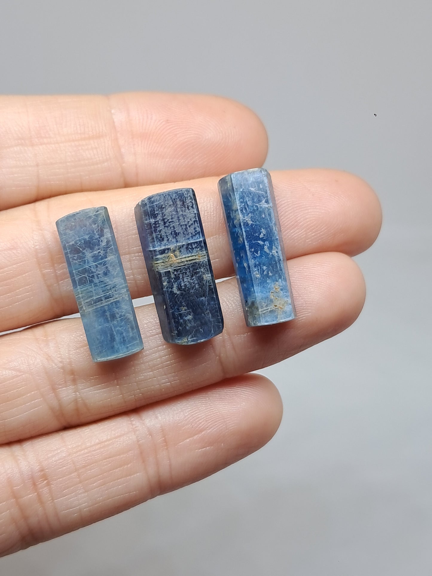 Set of 3 Blue Kyanites (Nepal) Polished Natural Crystals #KY13
