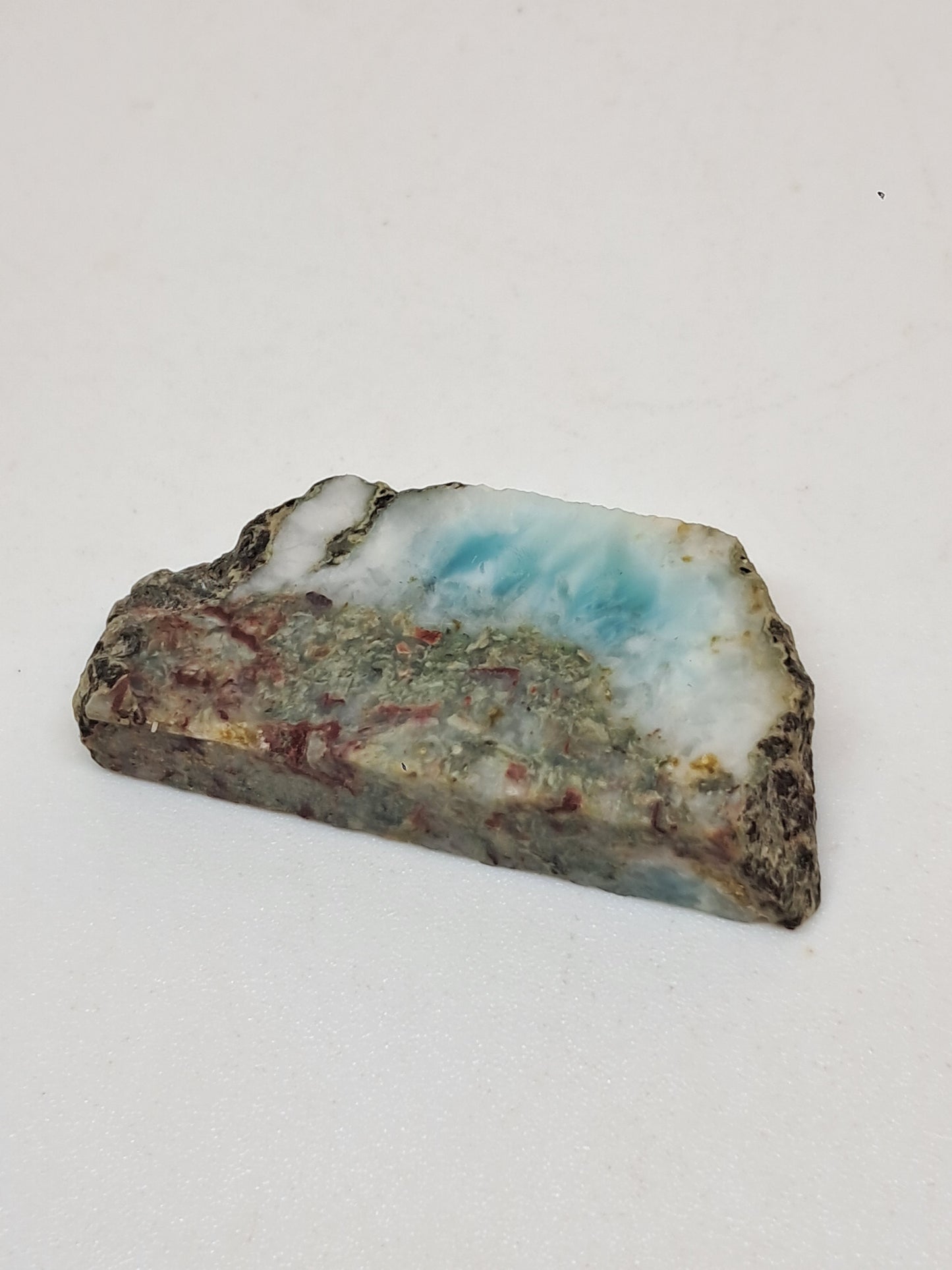 Rough Slice of Larimar w/ Hematite Inclusions (Dominican Republic) Raw Stone | Natural Rock #LM37