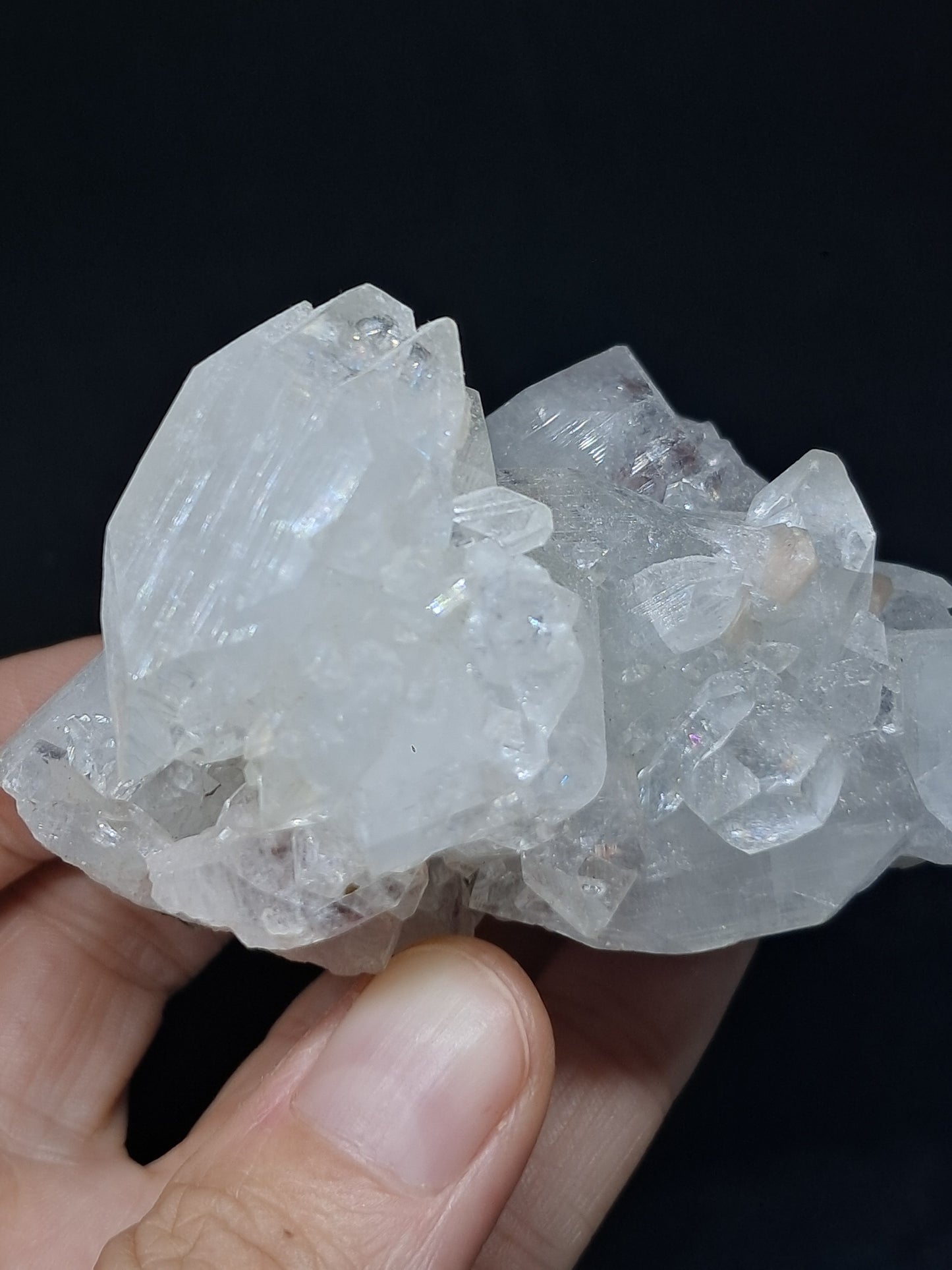 Clear Apophyllite w/ Stilbite  (Ajanta) Natural Crystal Cluster | Mineral Specimen #AP21eb