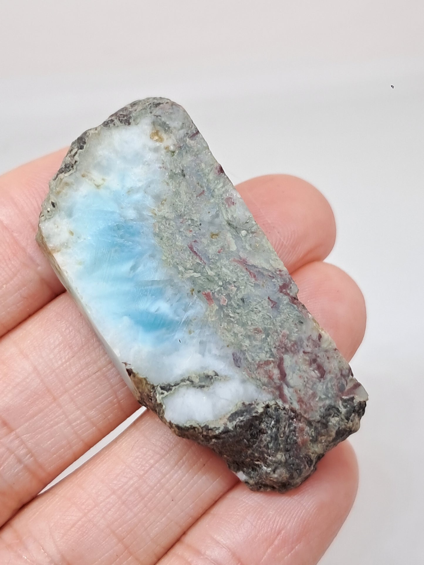 Rough Slice of Larimar w/ Hematite Inclusions (Dominican Republic) Raw Stone | Natural Rock #LM37