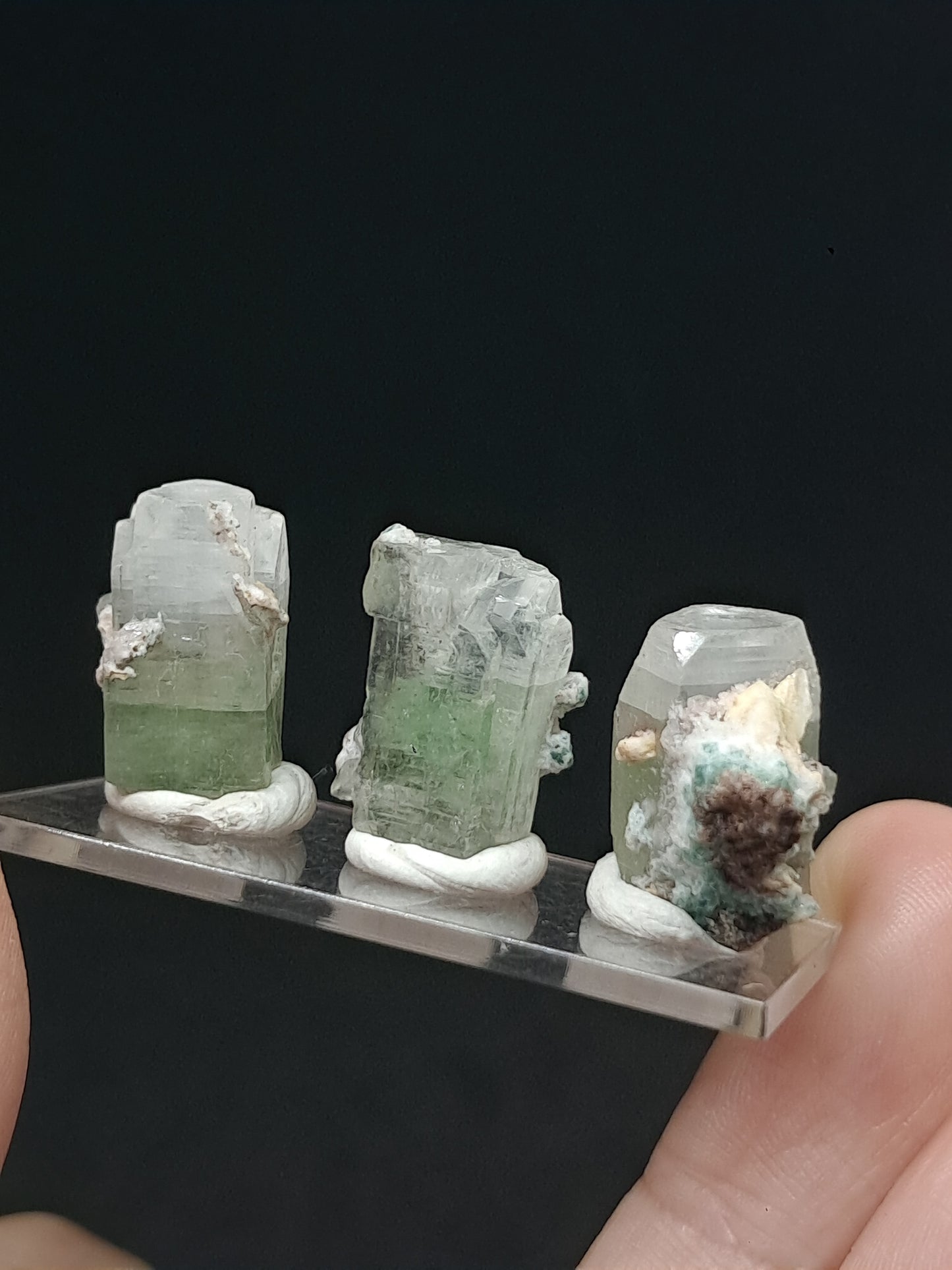 Set of 3 Small Green Apophyllites (Fluorapophyllites) (Ajanta) Rough Natural Crystals | Mineral Specimens #GA46