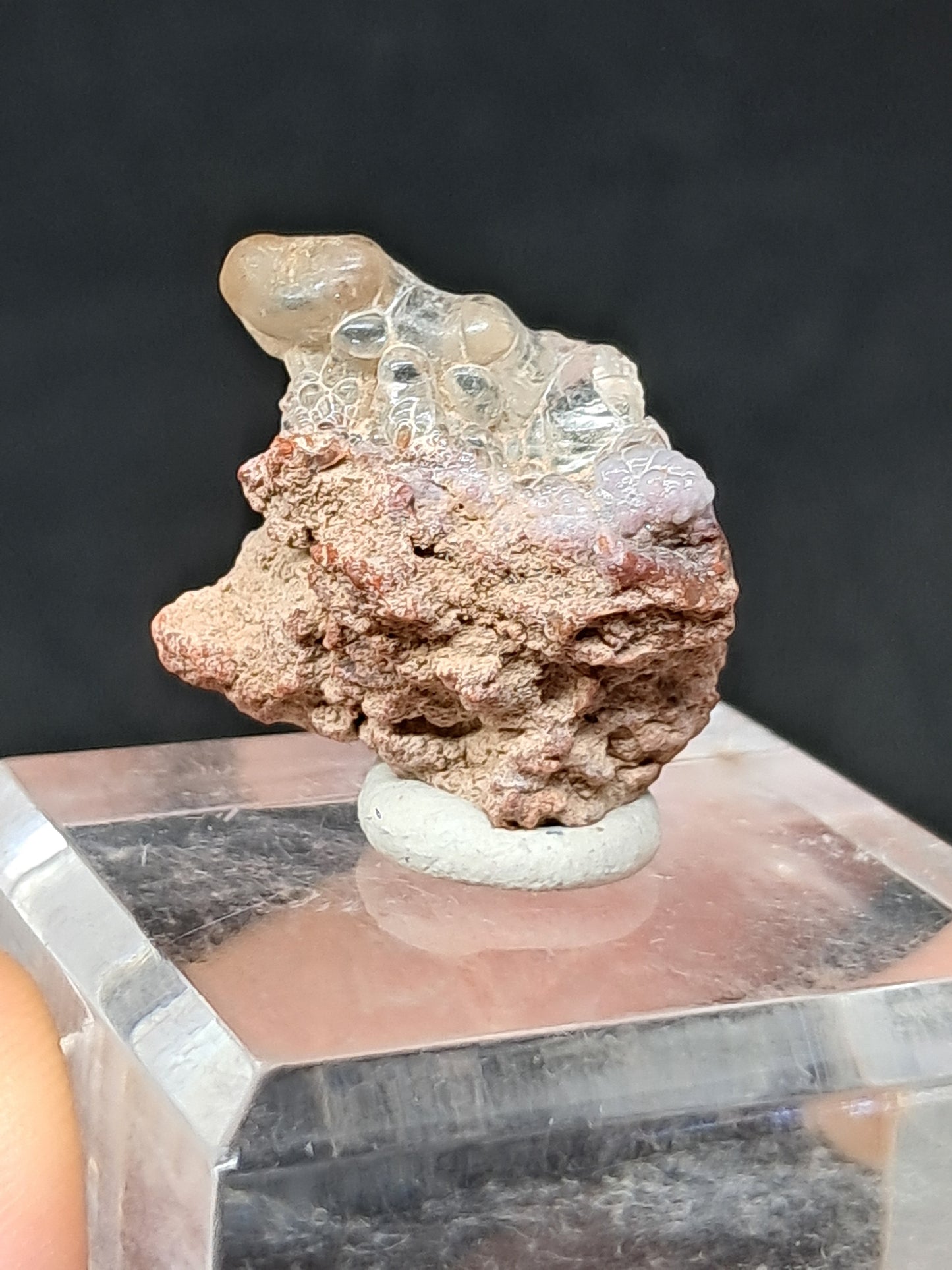 Ópalo hialita en matriz (México), piedra cristalina en bruto | Ejemplar mineral n.° OH3