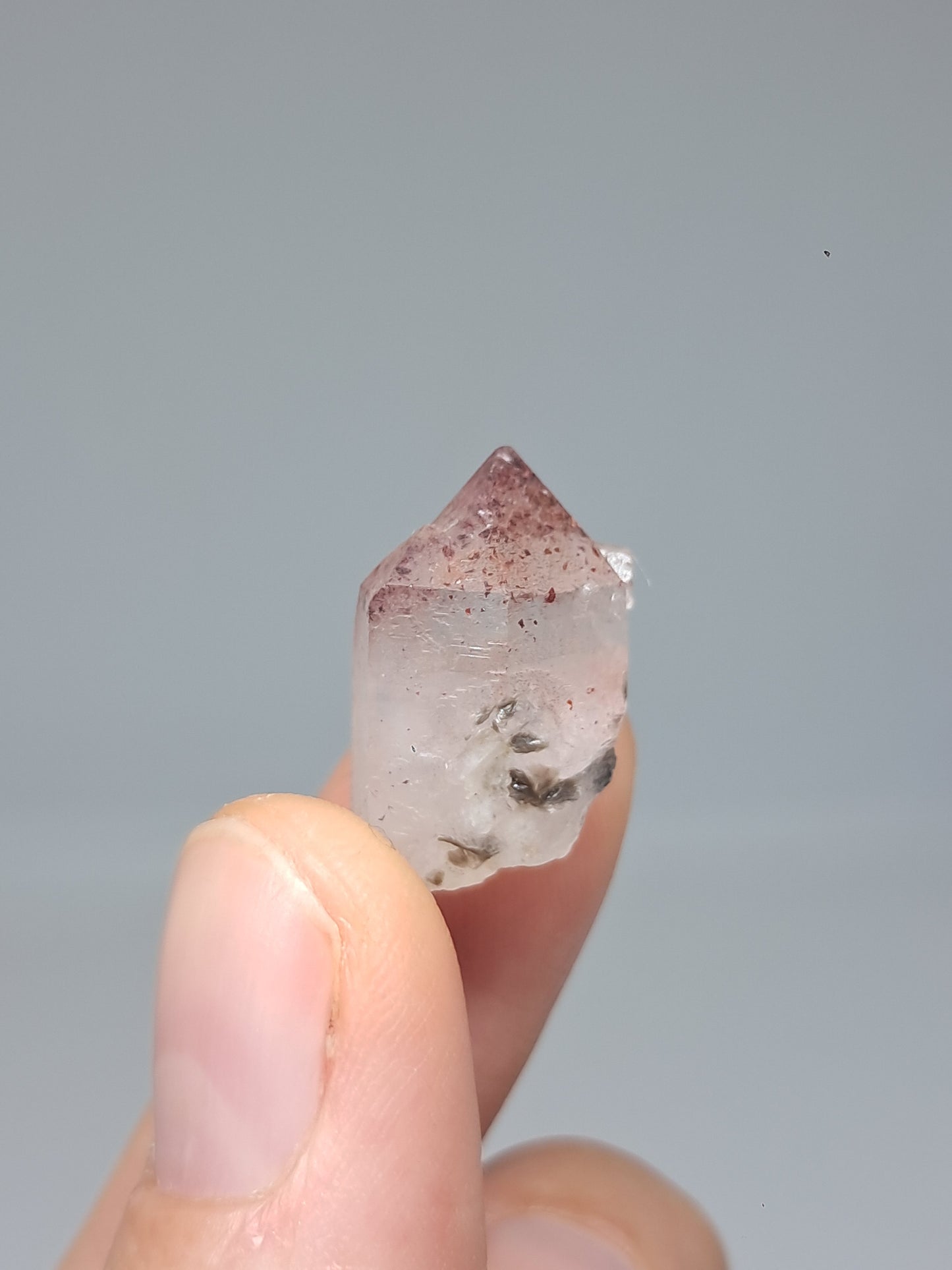 Hematite Included Quartz (Karur) Natural Crystal Point | Mineral Specimen #HPQ66