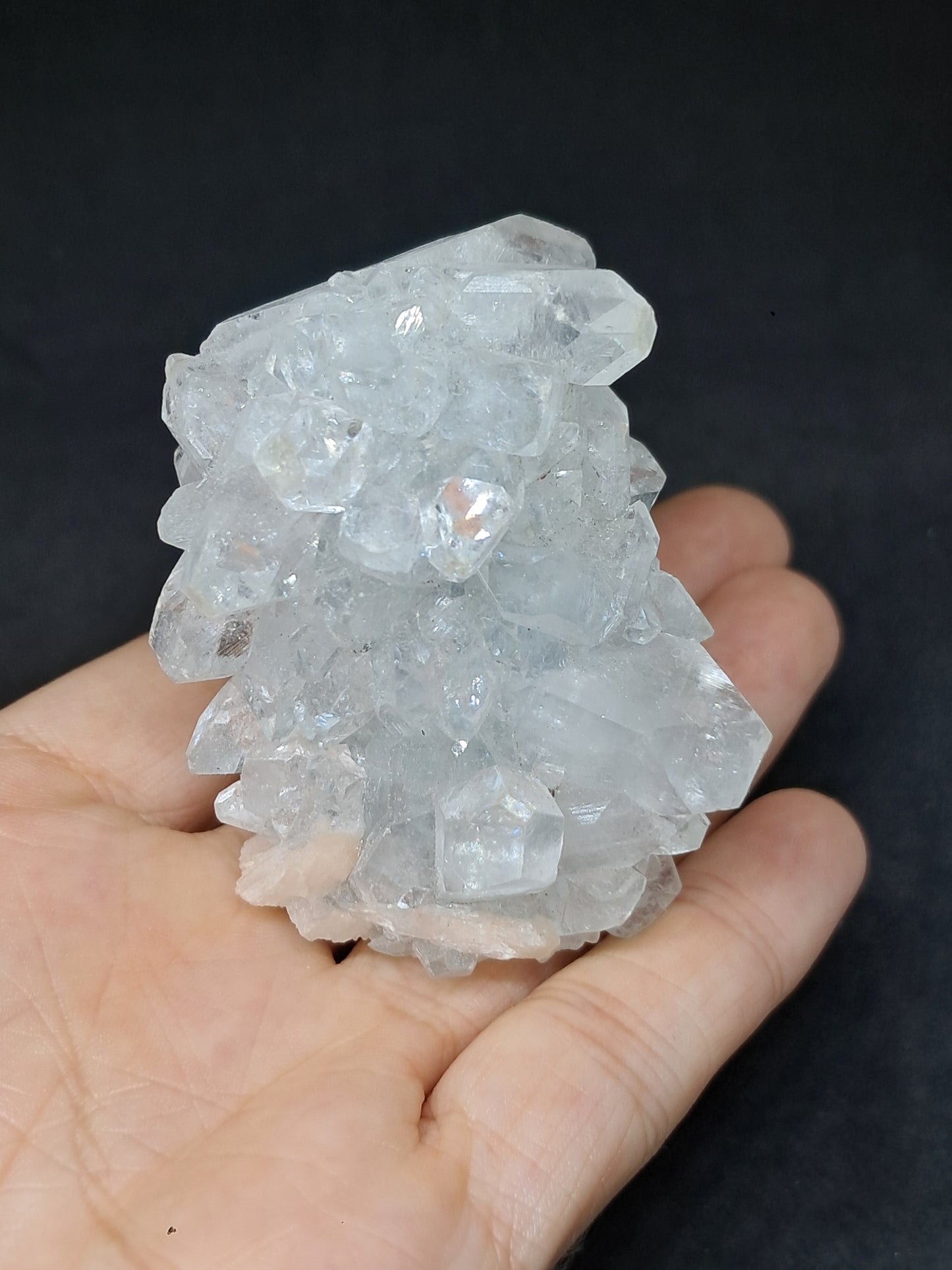 Clear Apophyllite w/ Stilbite Stalactite (Ajanta) Natural Crystal Cluster | Mineral Specimen #AP15eb