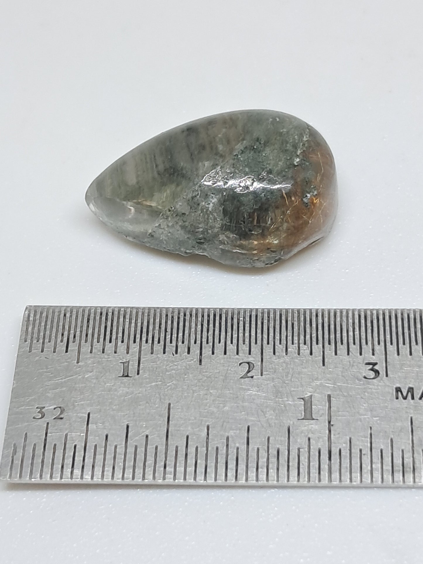 Chlorite Quartz w/ Golden Rutile (Kullu) Half Rough Half Polished | Natural Stone | Cabochon #CH52