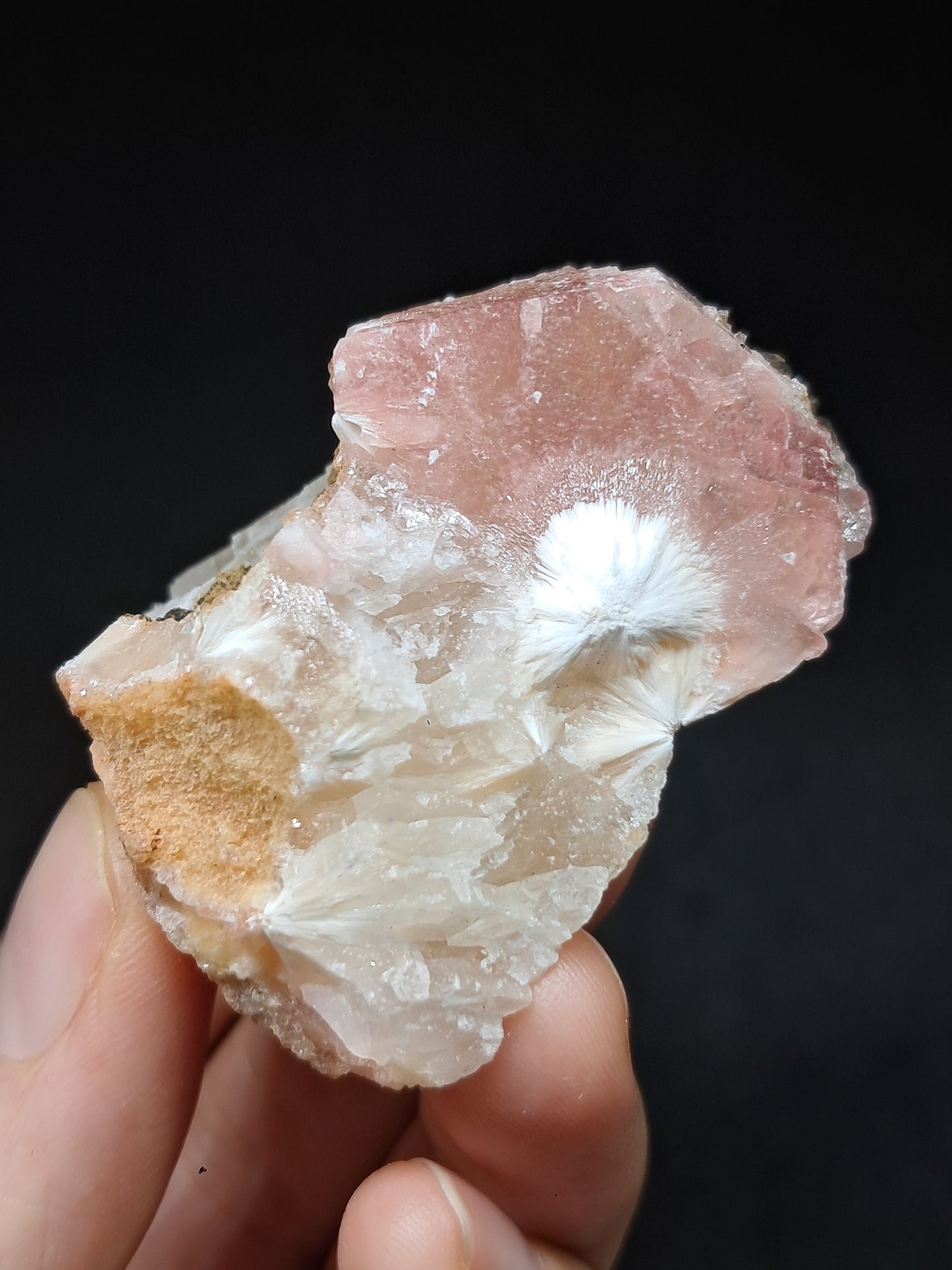 Calcita rojiza/rosa con mesolita *Hallazgo raro* (Pithampur) Cristal natural | Piedra en bruto | Espécimen mineral #CA34