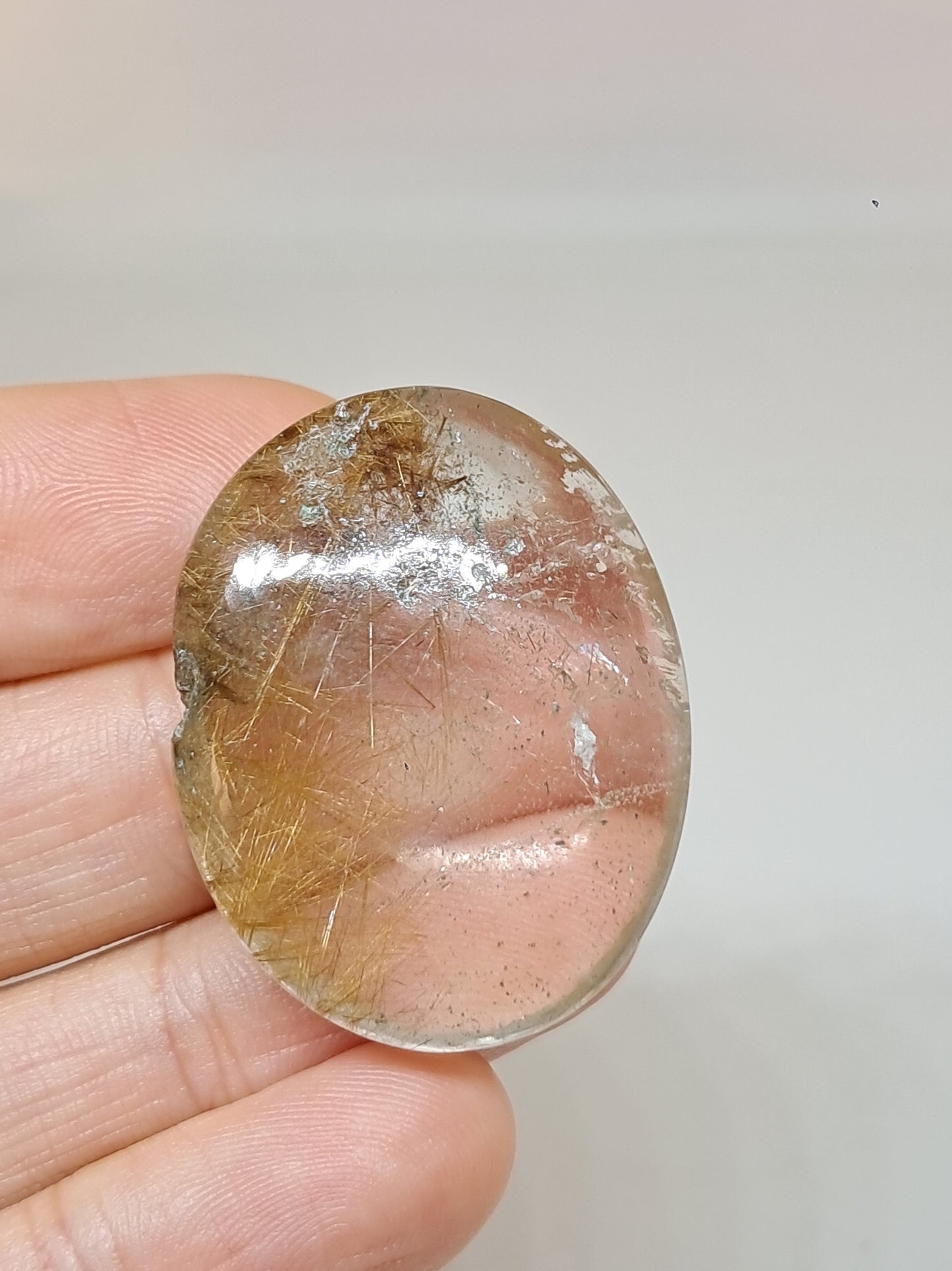Rutilated Quartz Palmstone | Polished Stone | Natural Crystal #RQ48