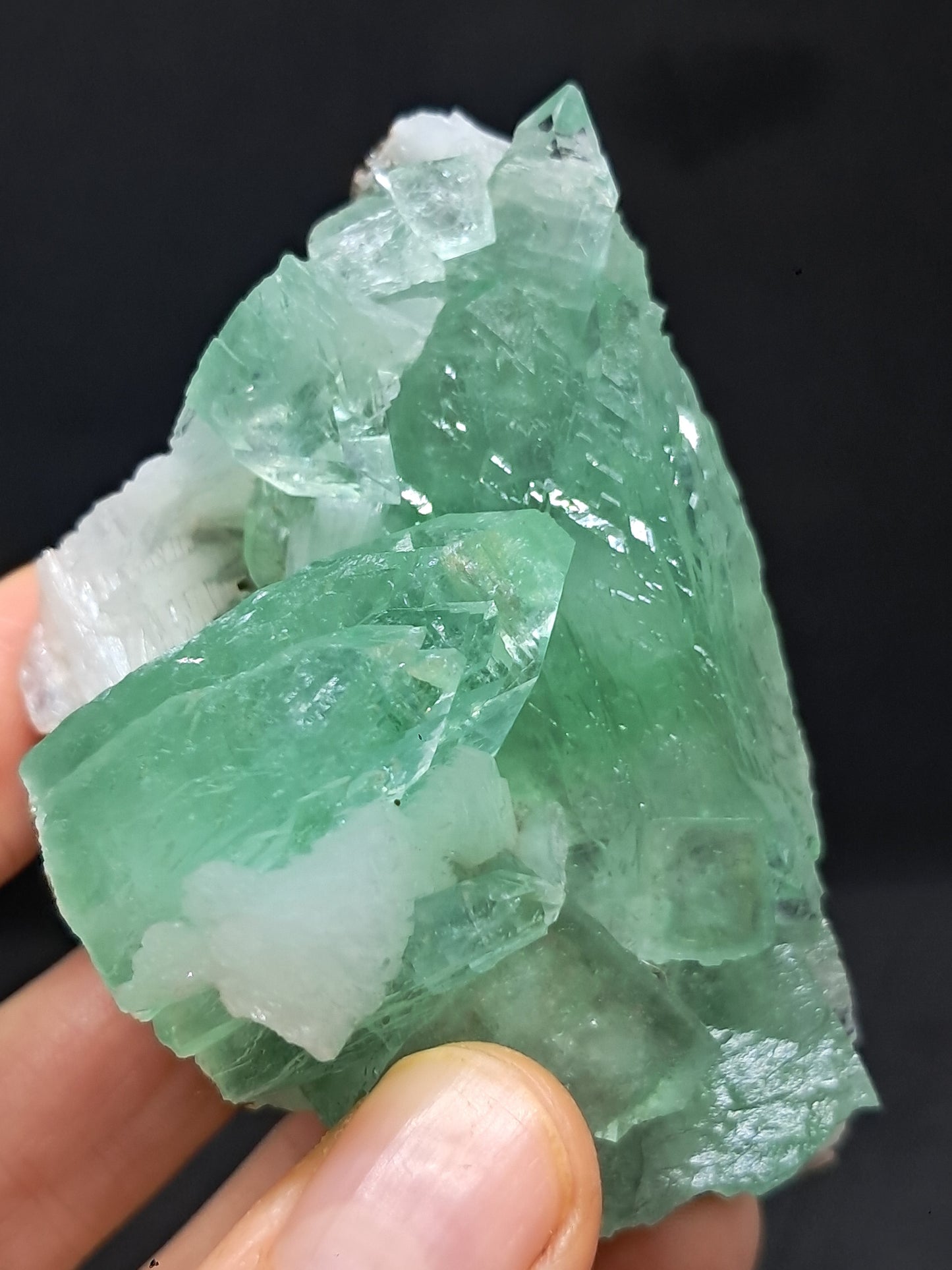 Green Apophyllite (Fluorapophyllite) and Stilbite on matrix #GA15