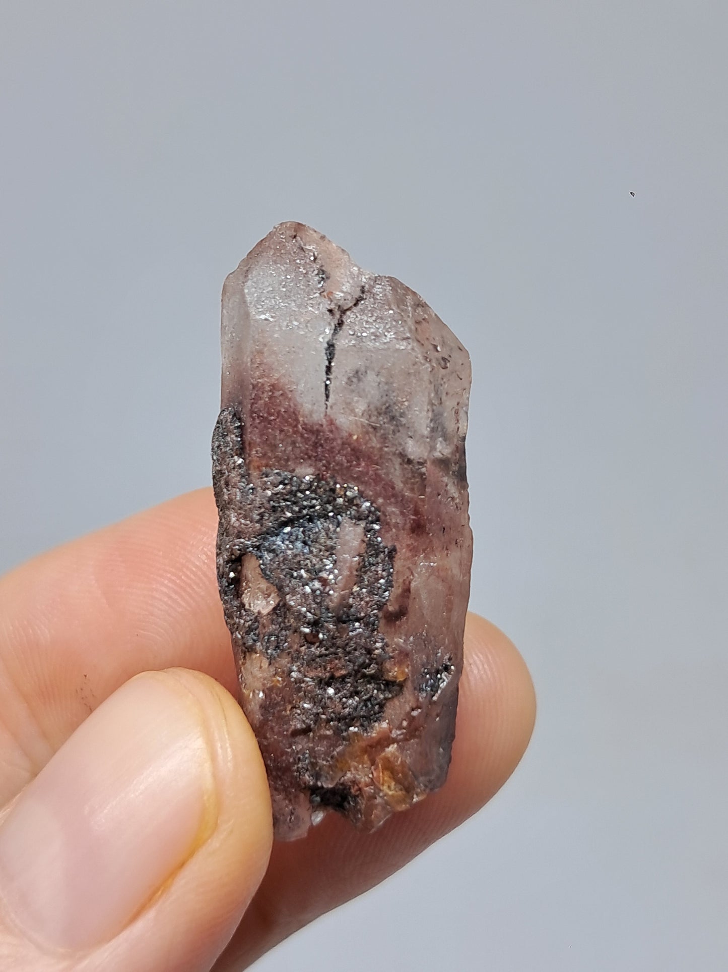 Juego de 3 puntas de cuarzo: clorita, turmalina y hematita fantasma | Cristales en bruto | Piedras en bruto #RCS16