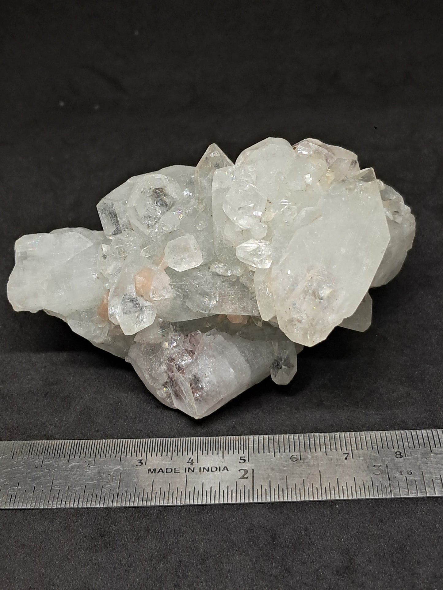 Clear Apophyllite w/ Stilbite  (Ajanta) Natural Crystal Cluster | Mineral Specimen #AP21eb