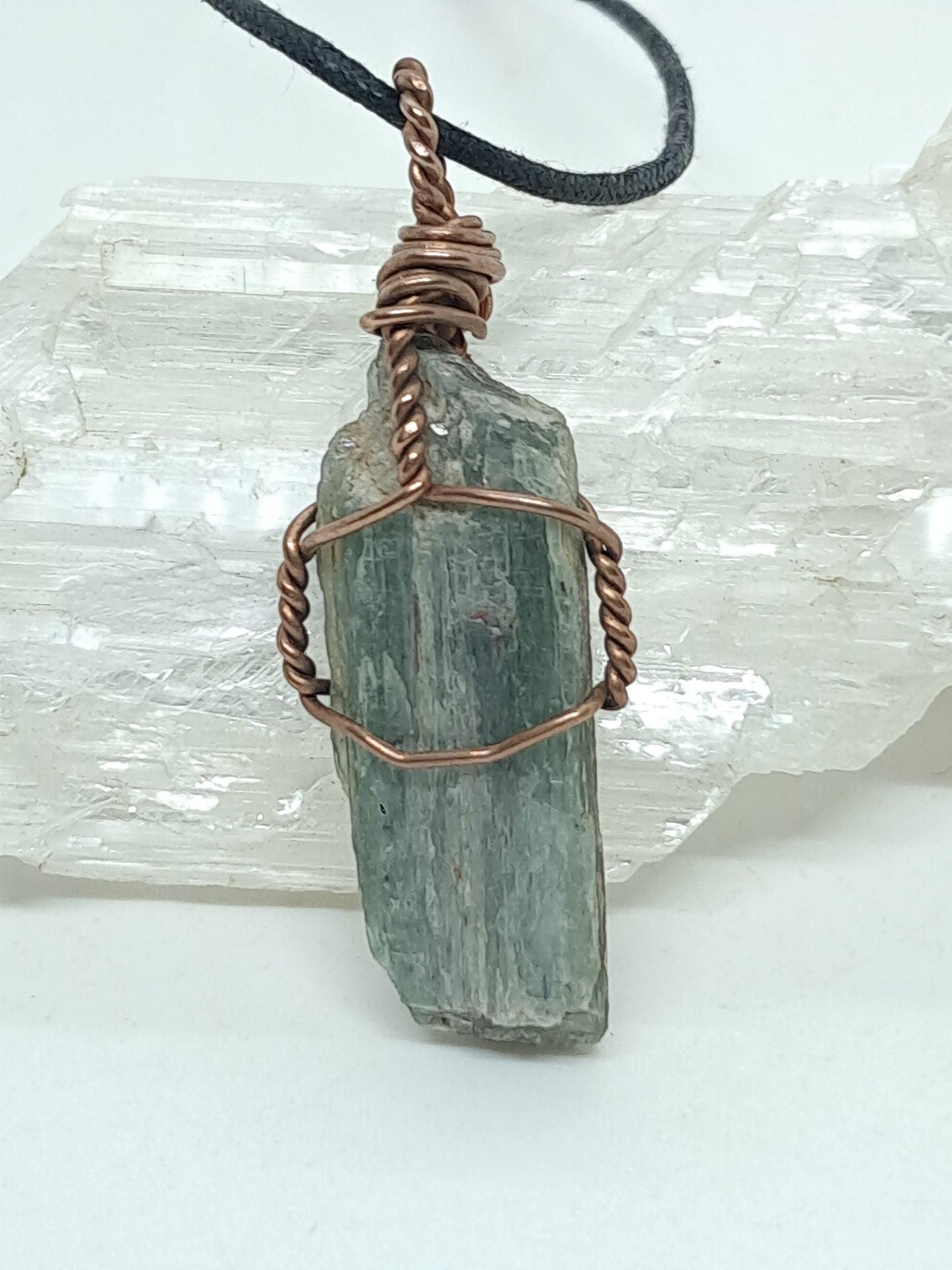 Green Kyanite Pendant | Handcrafted Jewelry | Natural Crystal #JL47