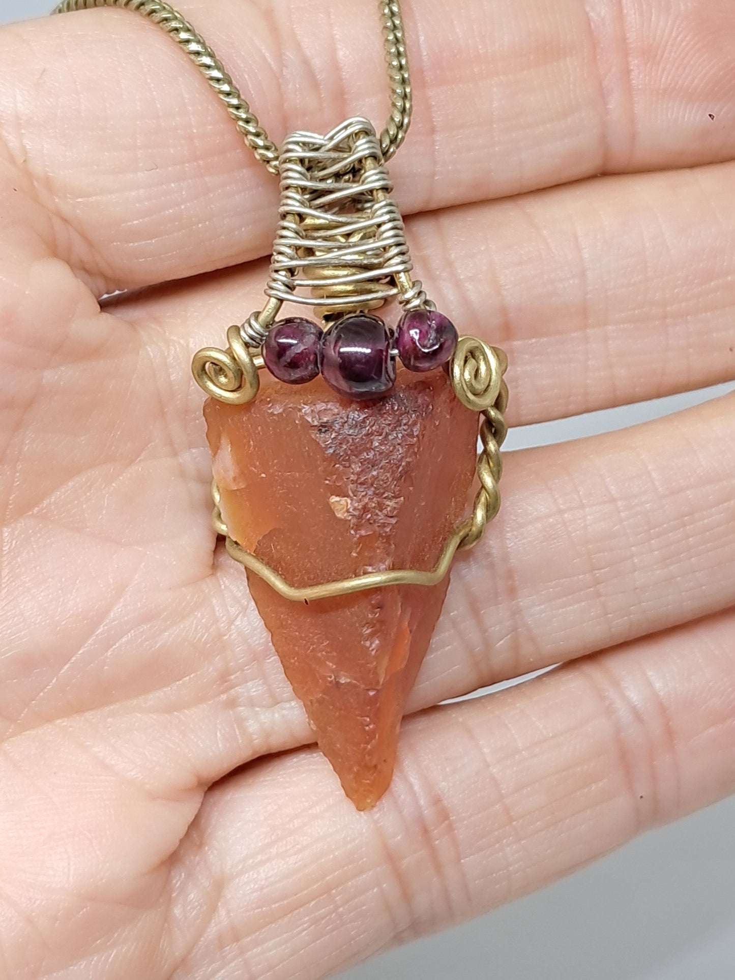 Carnelian w/ Garnet Beads | Handmade Pendant | Handcrafted Jewelry | Necklace | Unisex #JL35