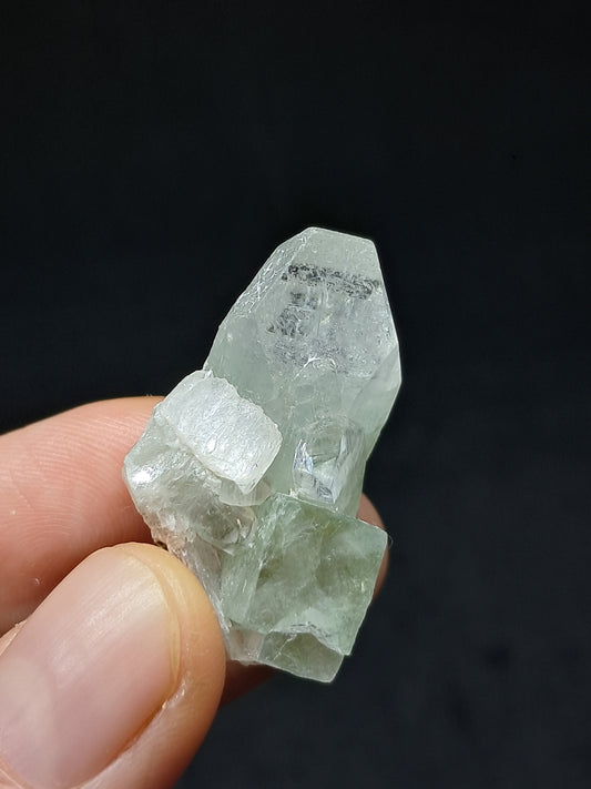Green Apophyllite Point w/ Okenite and Stilbite (Ajanta) Natural Crystal | Mineral Specimen #AP61