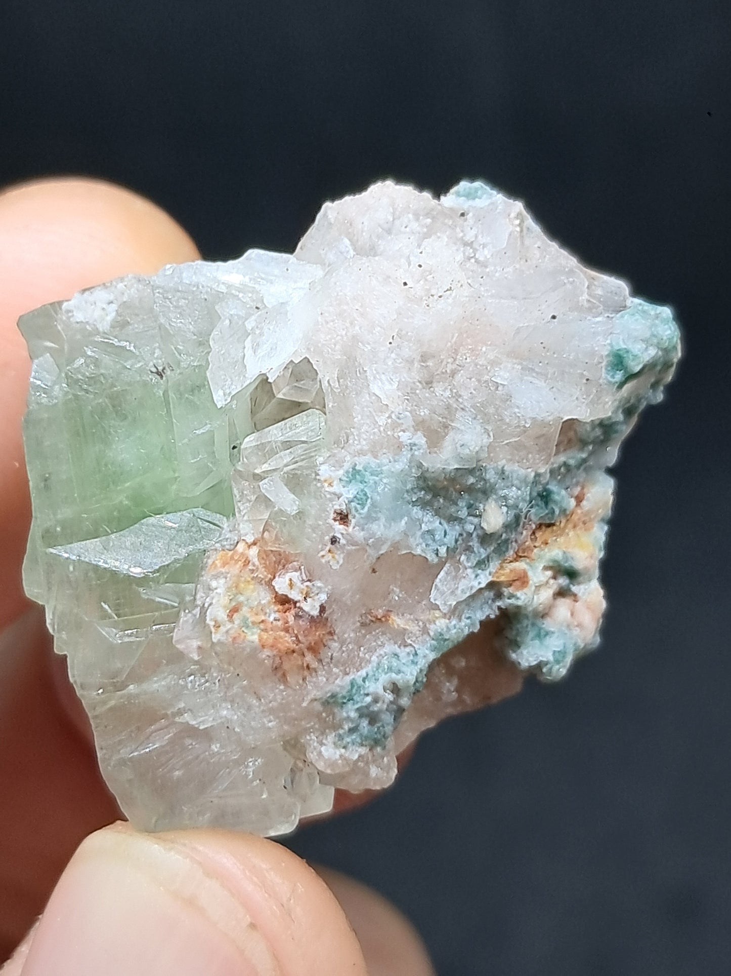 Apofilita Verde con Estilbita (Fluorapofilita) (Ajanta) Cristal Natural | Muestra Mineral #GA34