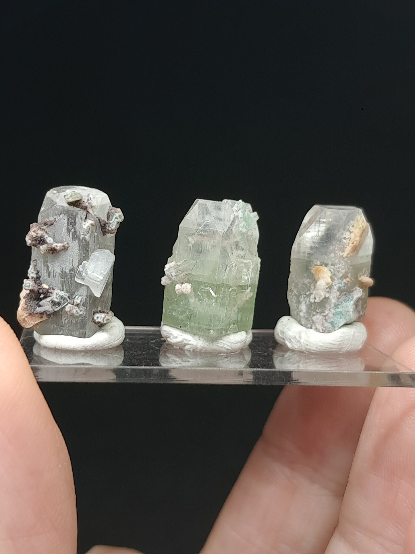 Set of 3 Small Green Apophyllites (Fluorapophyllites) (Ajanta) Rough Natural Crystals | Mineral Specimens #GA49