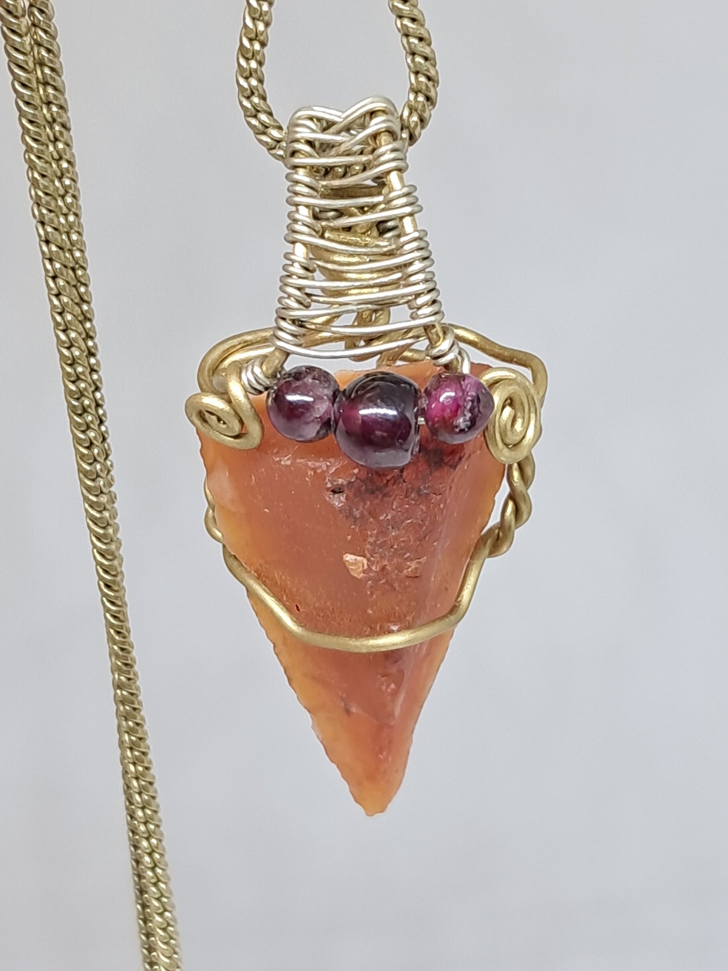 Carnelian w/ Garnet Beads | Handmade Pendant | Handcrafted Jewelry | Necklace | Unisex #JL35