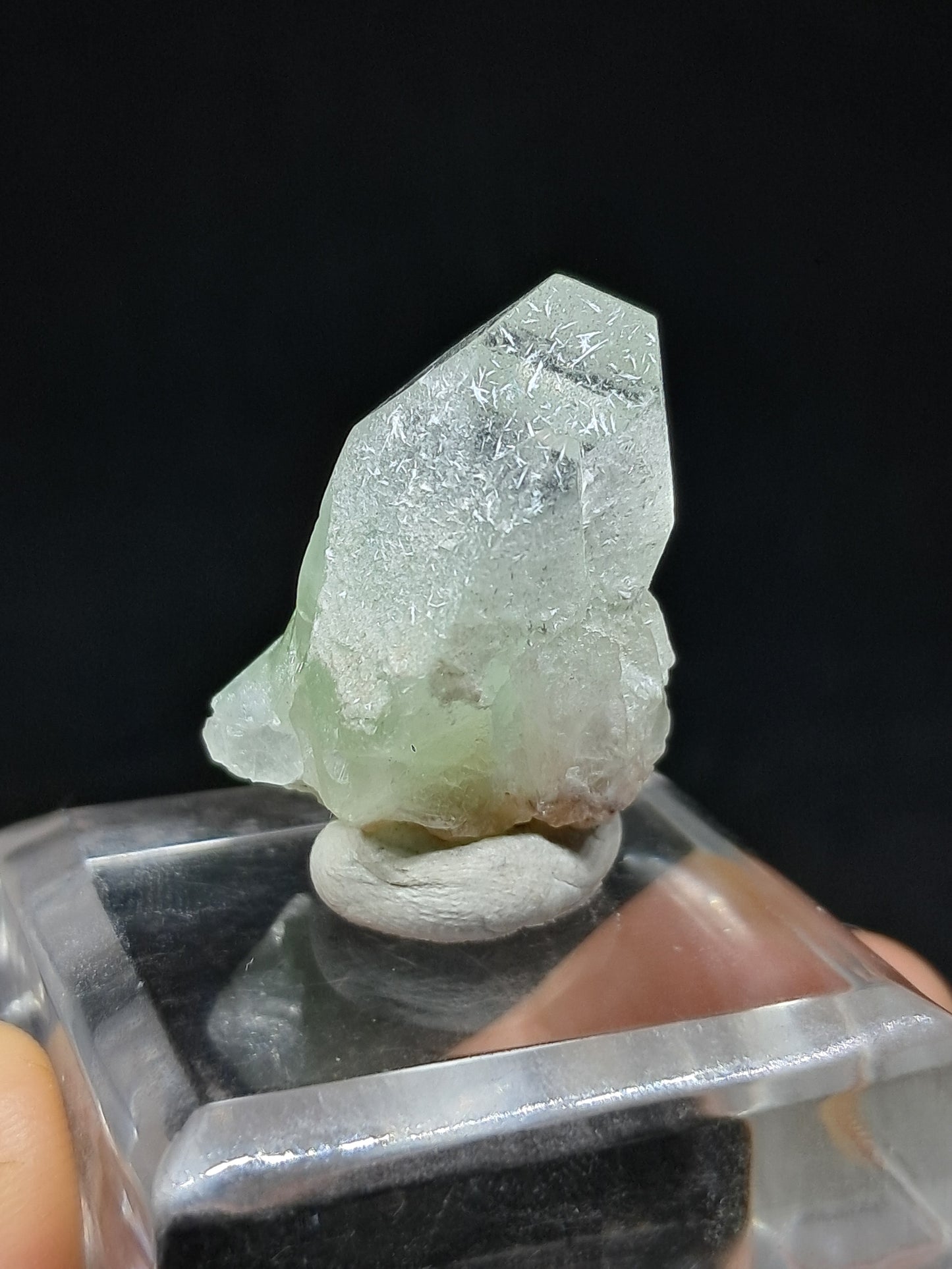 Green Apophyllite Point w/ Okenite and Stilbite (Ajanta) Natural Crystal | Mineral Specimen #AP61