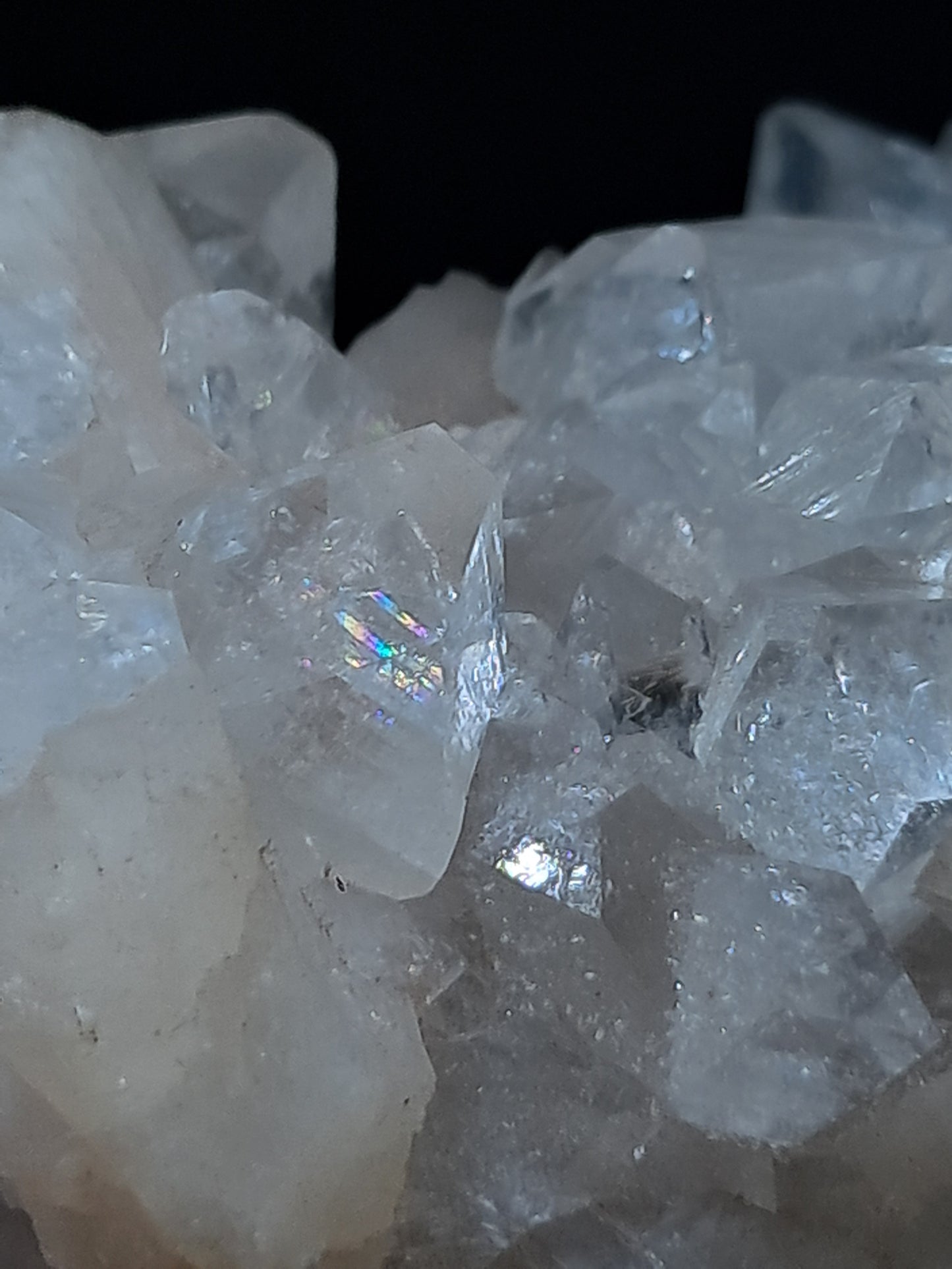 Clear Apophyllite w/ Stilbite (Ajanta) Natural Crystal Cluster | Mineral Specimen #AP38
