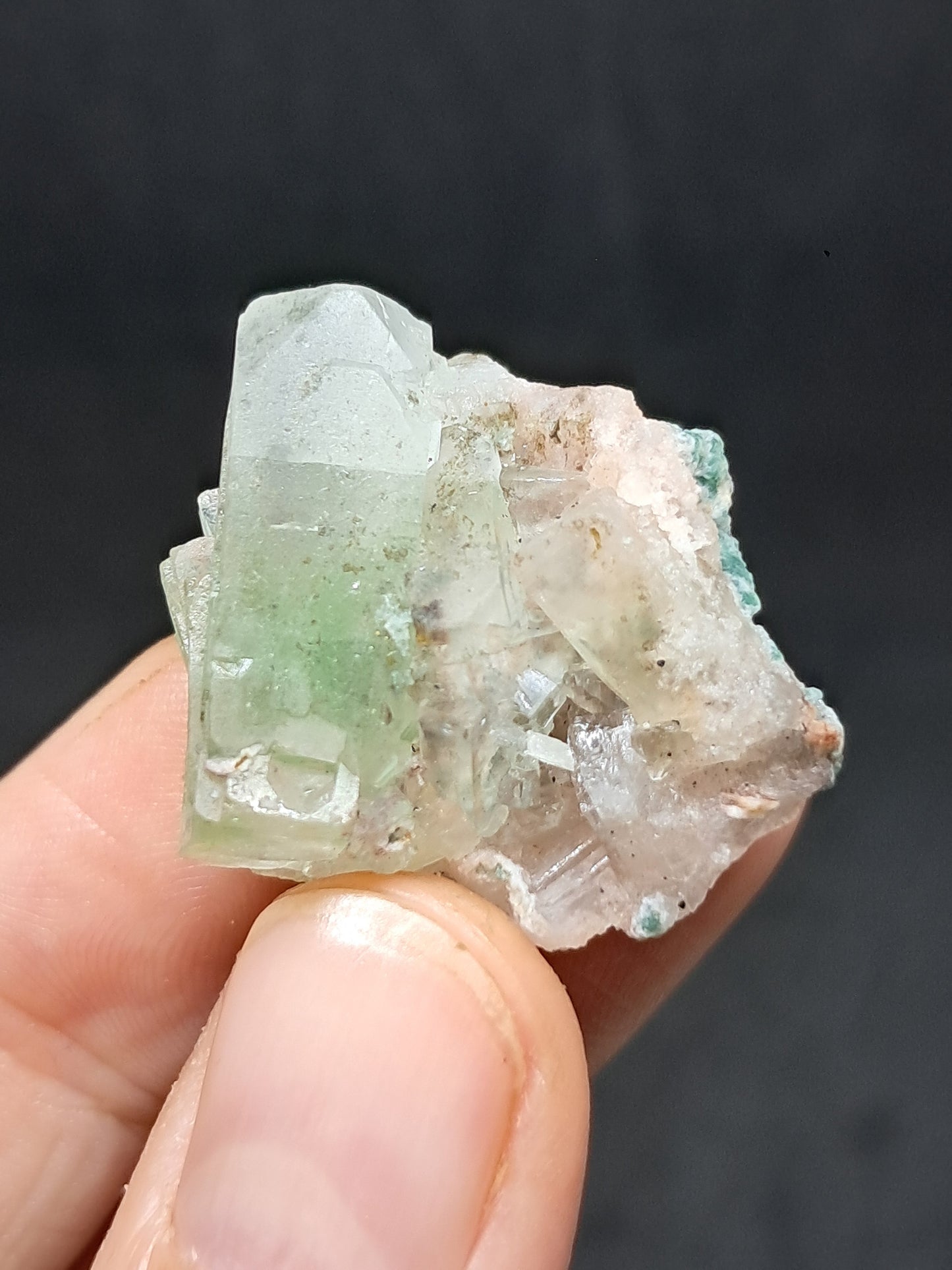Apofilita Verde con Estilbita (Fluorapofilita) (Ajanta) Cristal Natural | Muestra Mineral #GA34