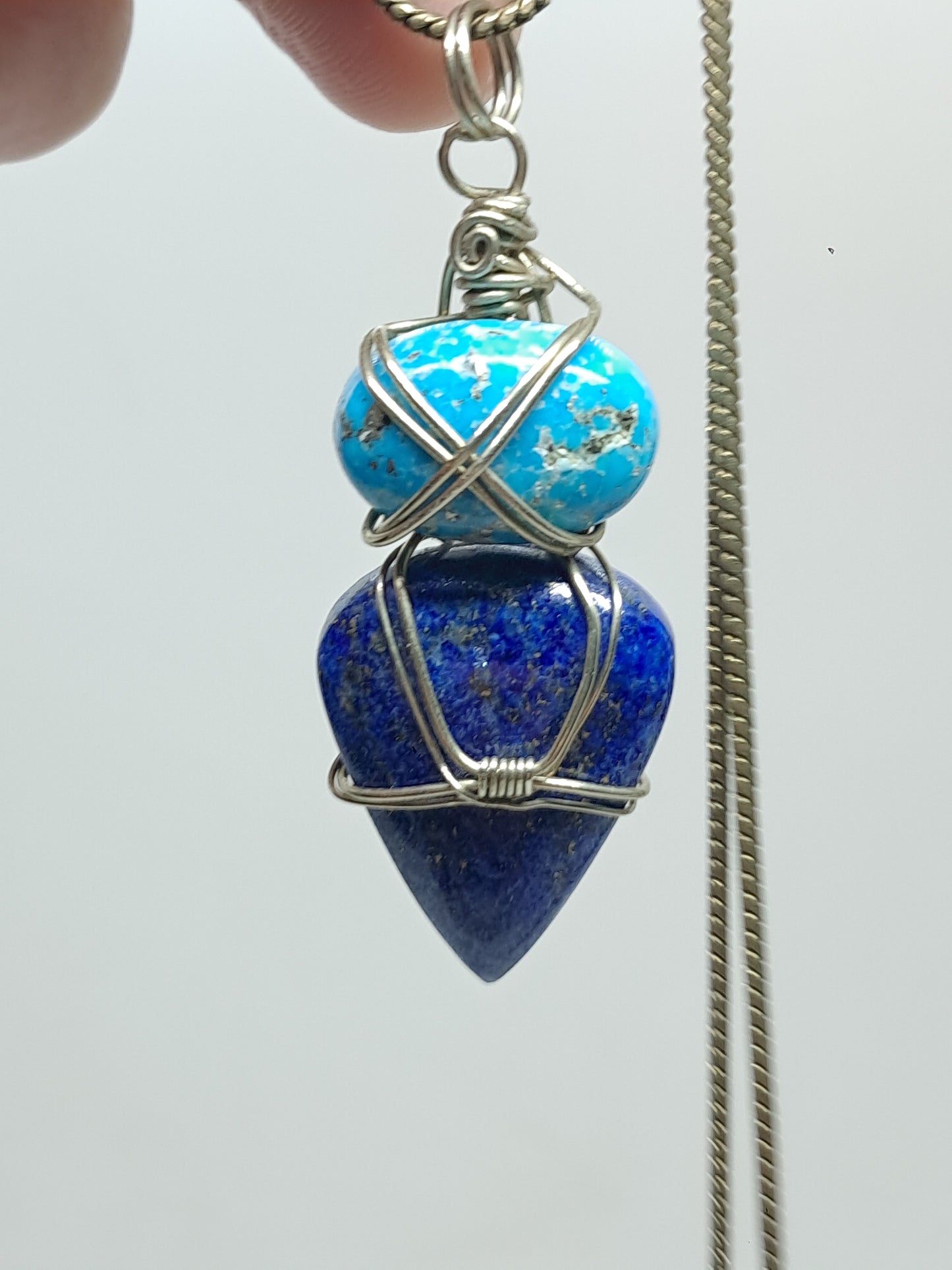 Turquoise w/ Lapislazuli Pendant | Handcrafted Jewelry | Unique Necklace #JL43