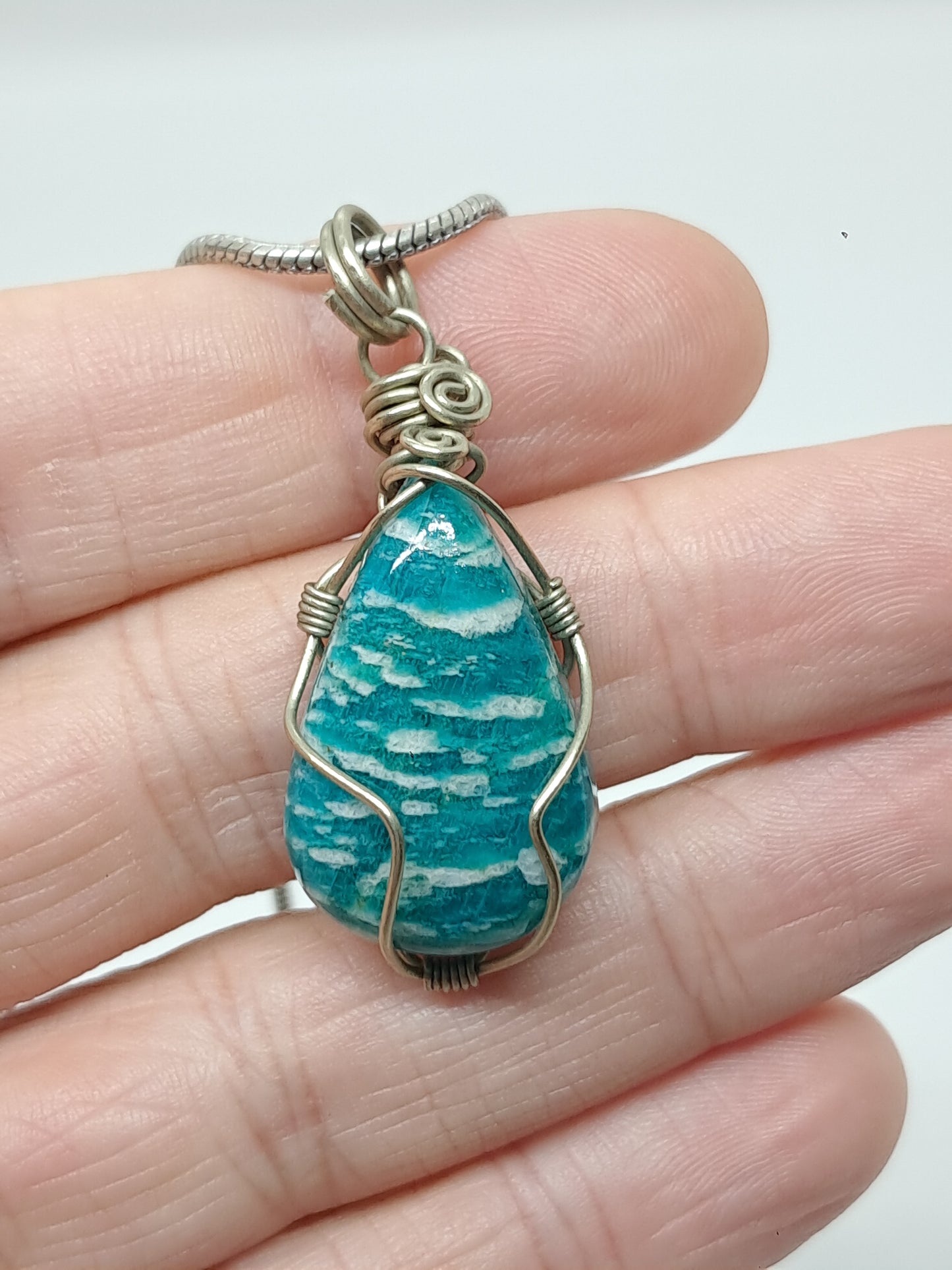 Amazonite Pendant | Handcrafted Jewelry | Unique Necklace #JL56