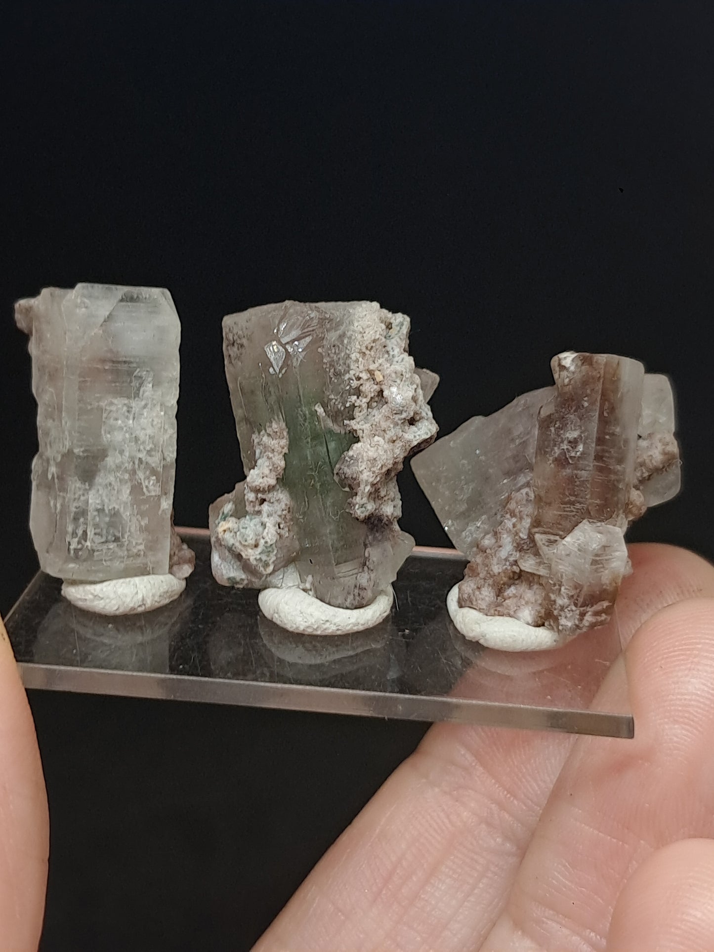 Set of 3 Small Green Apophyllites (Fluorapophyllites) (Ajanta) Rough Natural Crystals | Mineral Specimens #GA53