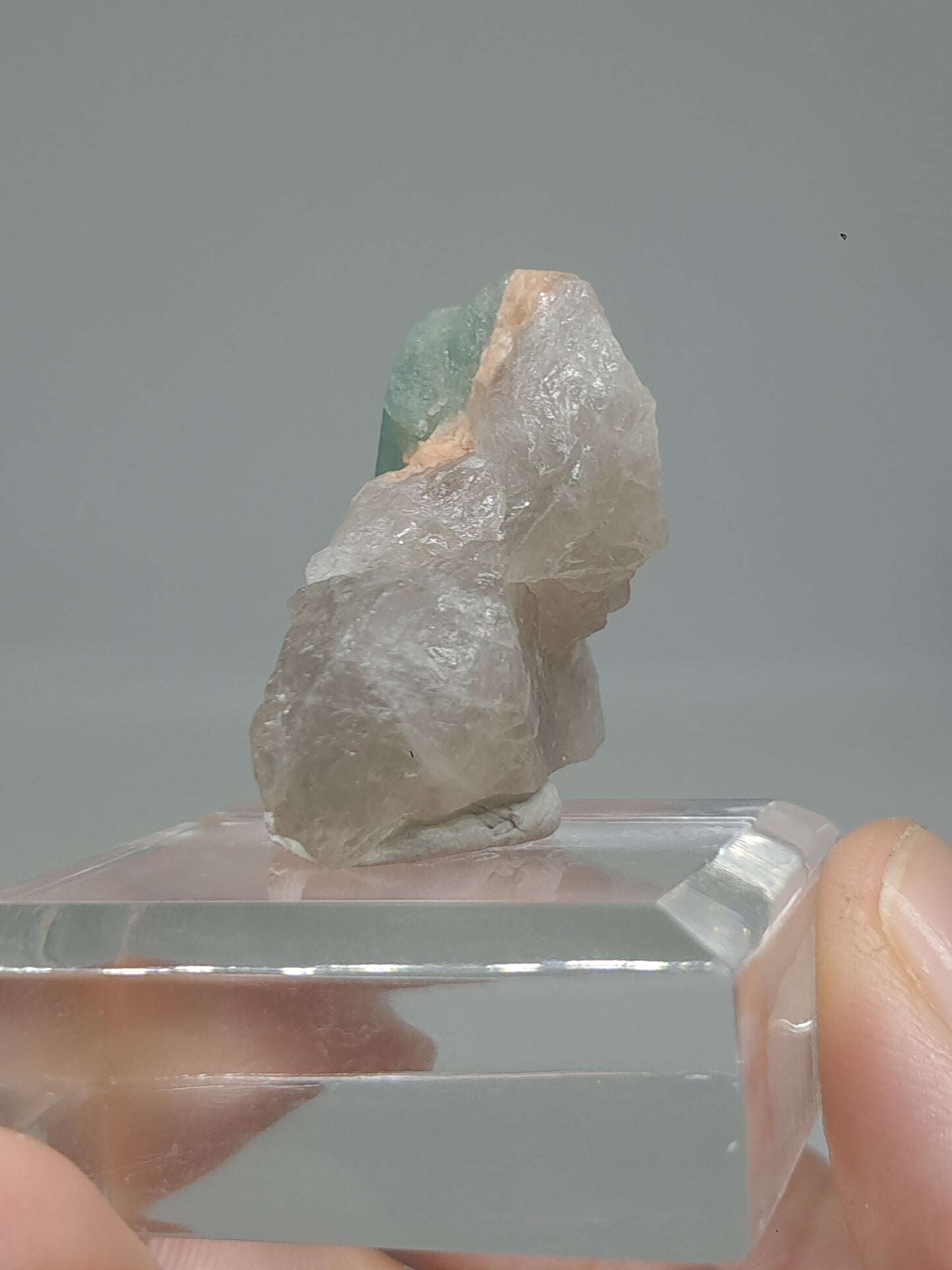 Aquamarine on Smokey Quartz (Karur) Rough Natural Crystal | Mineral Specimen #AQM50