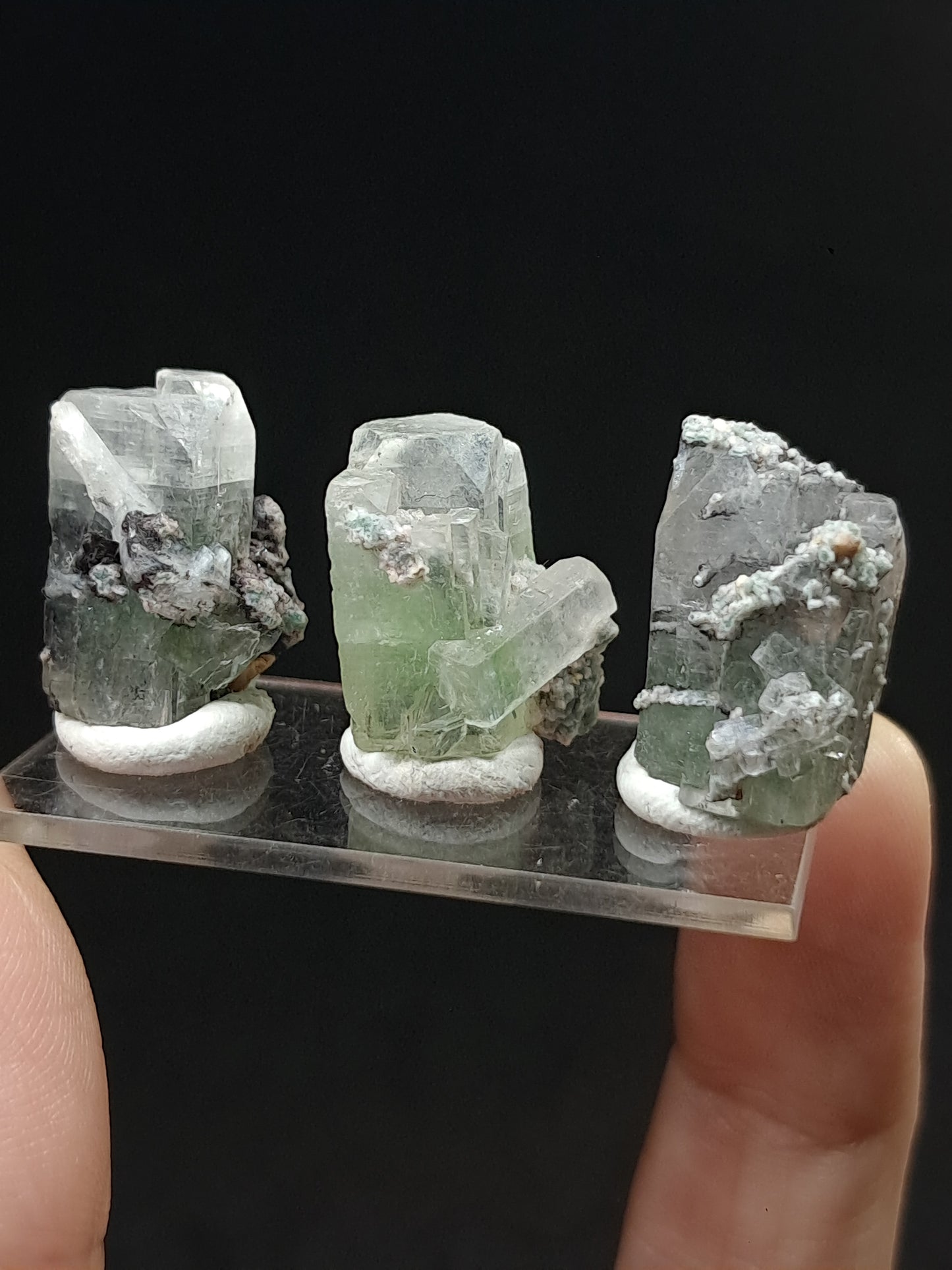 Set of 3 Small Green Apophyllites (Fluorapophyllites) (Ajanta) Rough Natural Crystals | Mineral Specimens #GA48