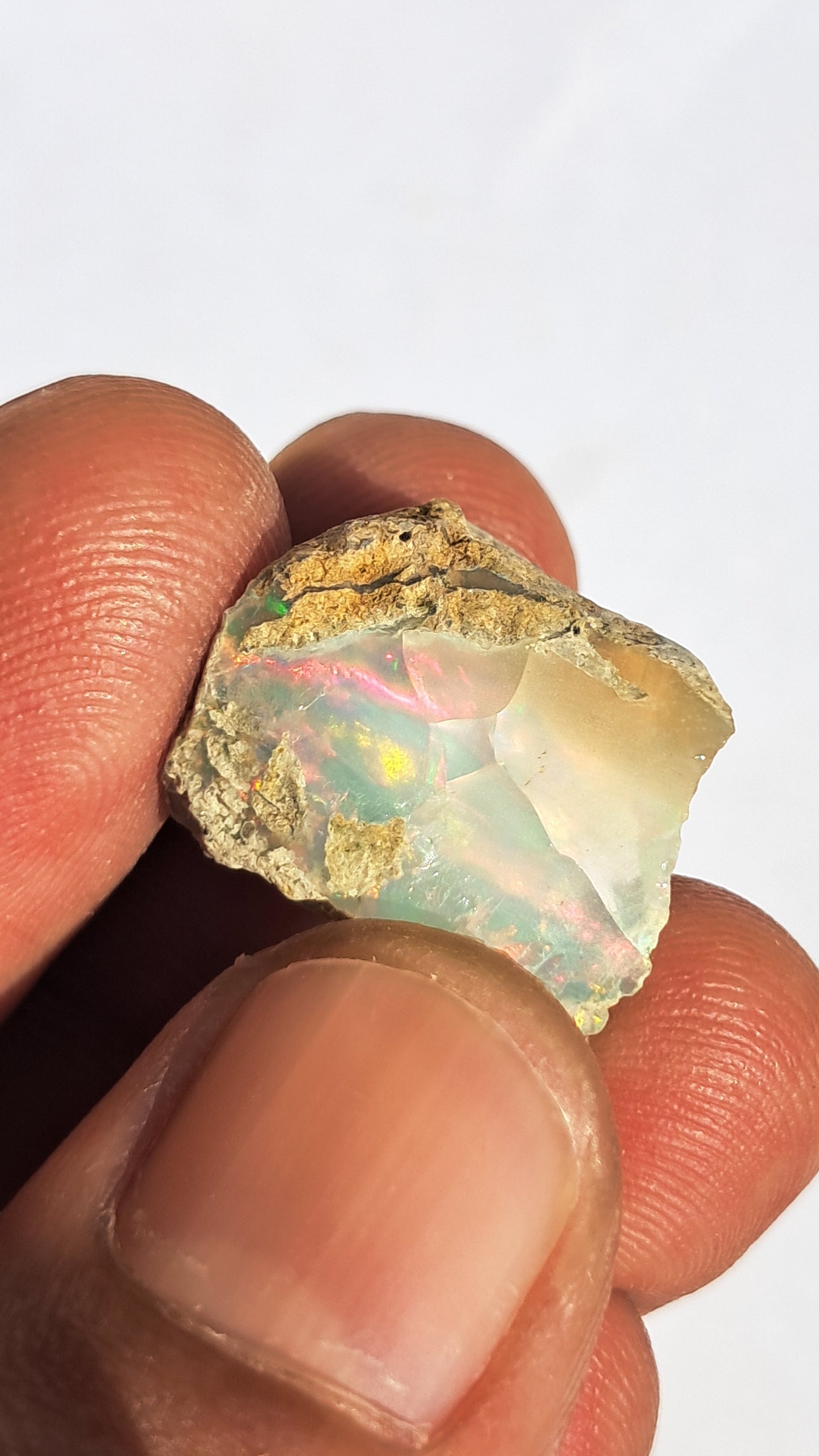 Natural Ethiopian Opal Rough | White Hydrophane Opal with Bright Play of Color #OP9