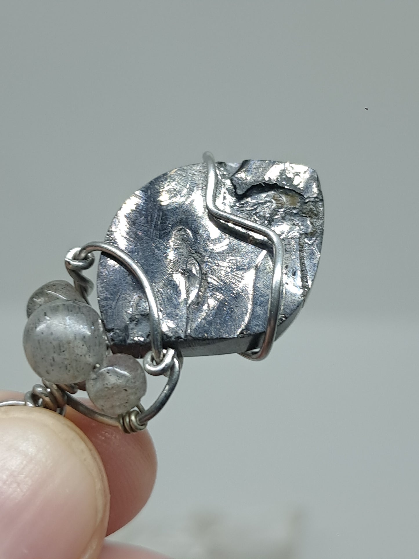 Shunguite w/ Labradorite Beads Pendant | Handcrafted Jewelry | Unique Necklace #JL58