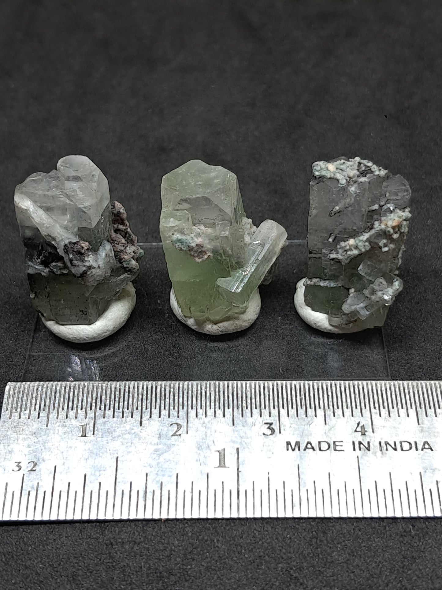 Set of 3 Small Green Apophyllites (Fluorapophyllites) (Ajanta) Rough Natural Crystals | Mineral Specimens #GA48