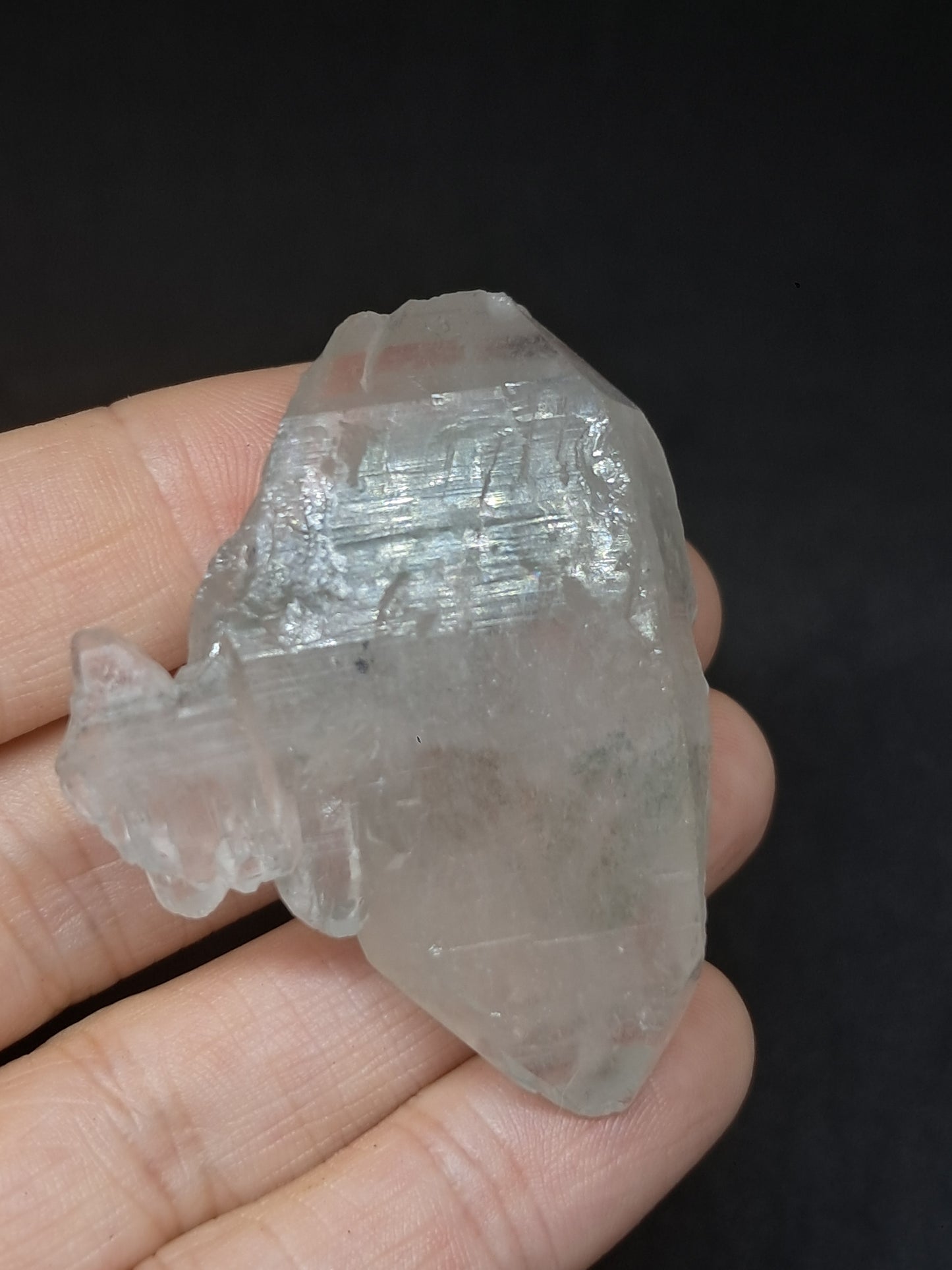 Punta natural de cuarzo fantasma de clorita (Karur) | Cristal chamánico de jardín #CQ67