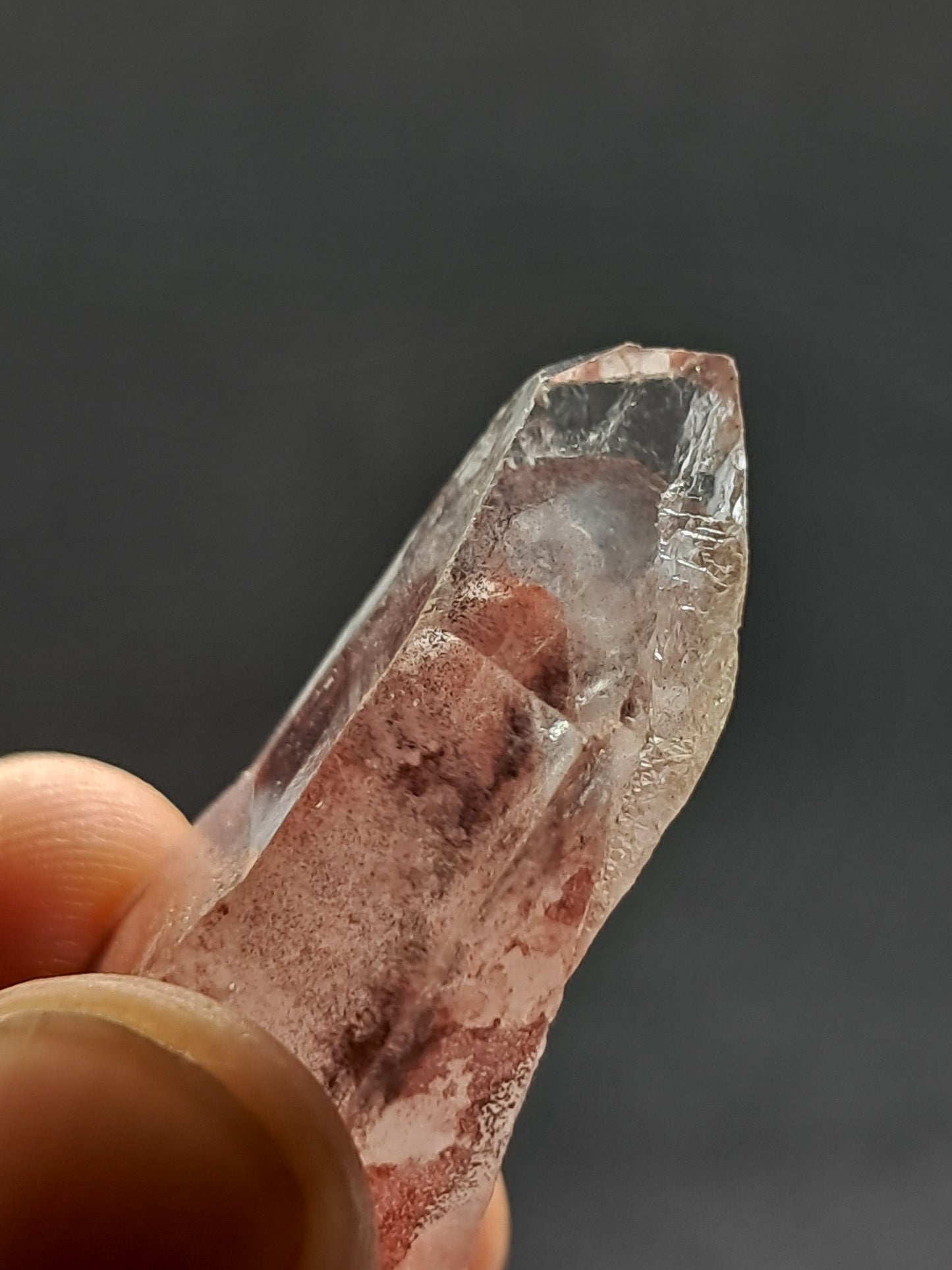 Cuarzo fantasma hematita (Telangana) | Cristal natural | Doble fantasma | Ejemplar mineral n.° HPQ41