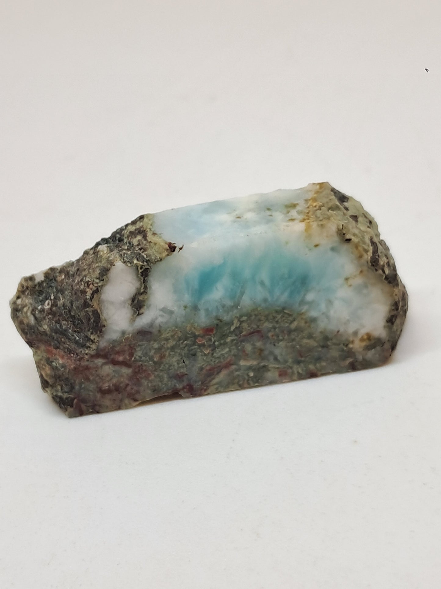Rough Slice of Larimar w/ Hematite Inclusions (Dominican Republic) Raw Stone | Natural Rock #LM37
