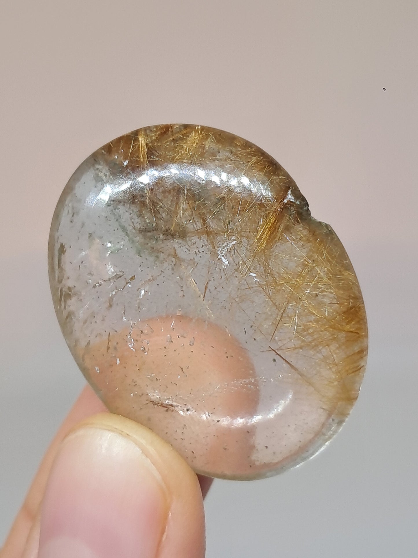 Rutilated Quartz Palmstone | Polished Stone | Natural Crystal #RQ48