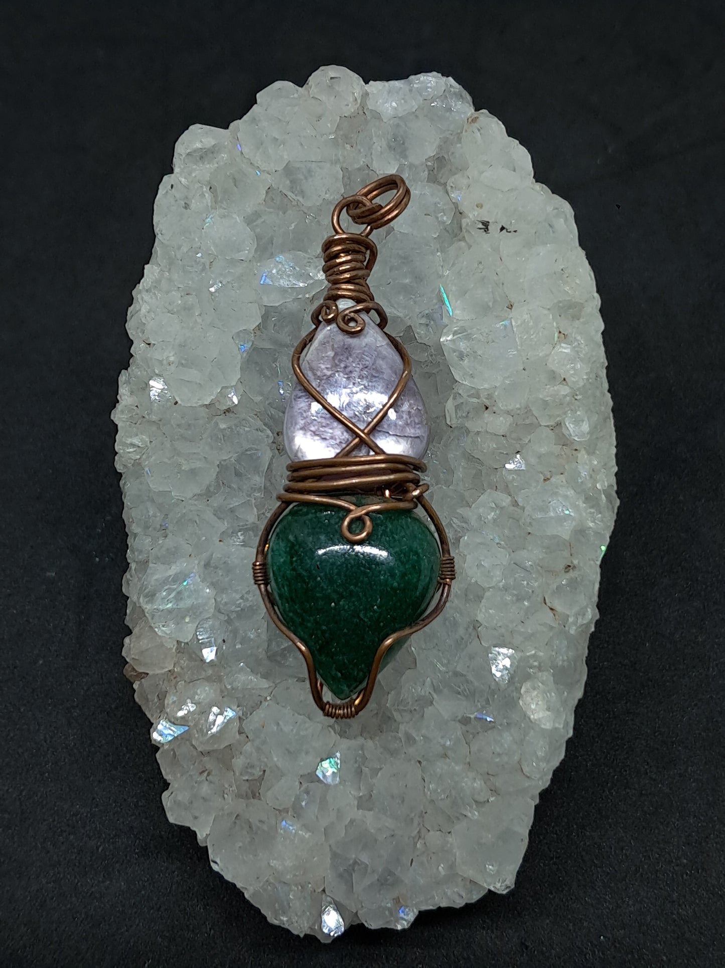 Lepidolite w/ Aventurine Pendant | Handcrafted Jewelry | Unique Necklace #JL48