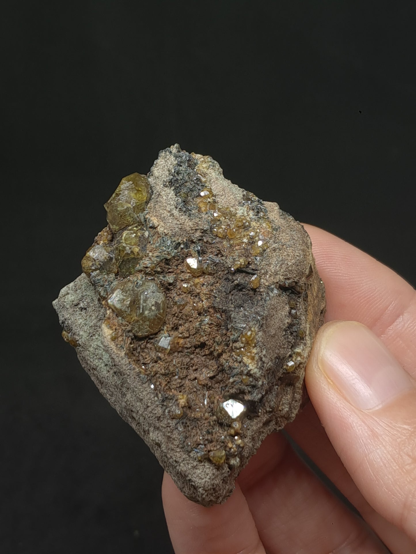 Green Garnet on Matrix (Mexico) Andradite Garnet Cluster |Rough Crystal Stone | Mineral Specimen #GR25