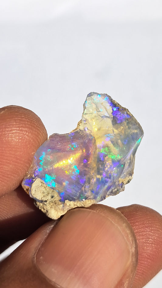 Natural Ethiopian Opal Rough | White Hydrophane Opal with Bright Play of Color #OP3