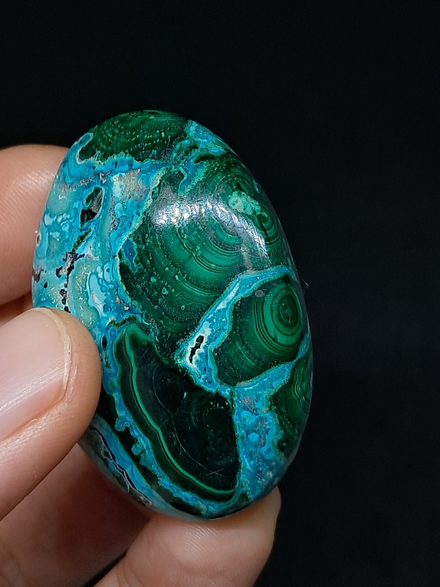 Chrysocolla w/ Malachite Palmstone | Good Quality Natural Stone