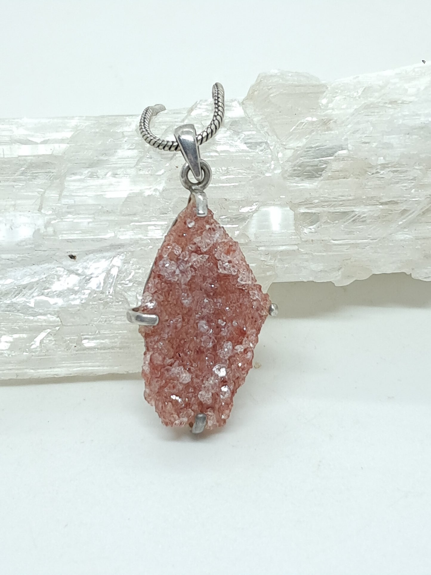 Druzzy *Rare* Pink Apophyllite Silver Pendant | Handcrafted Jewelry #JL42