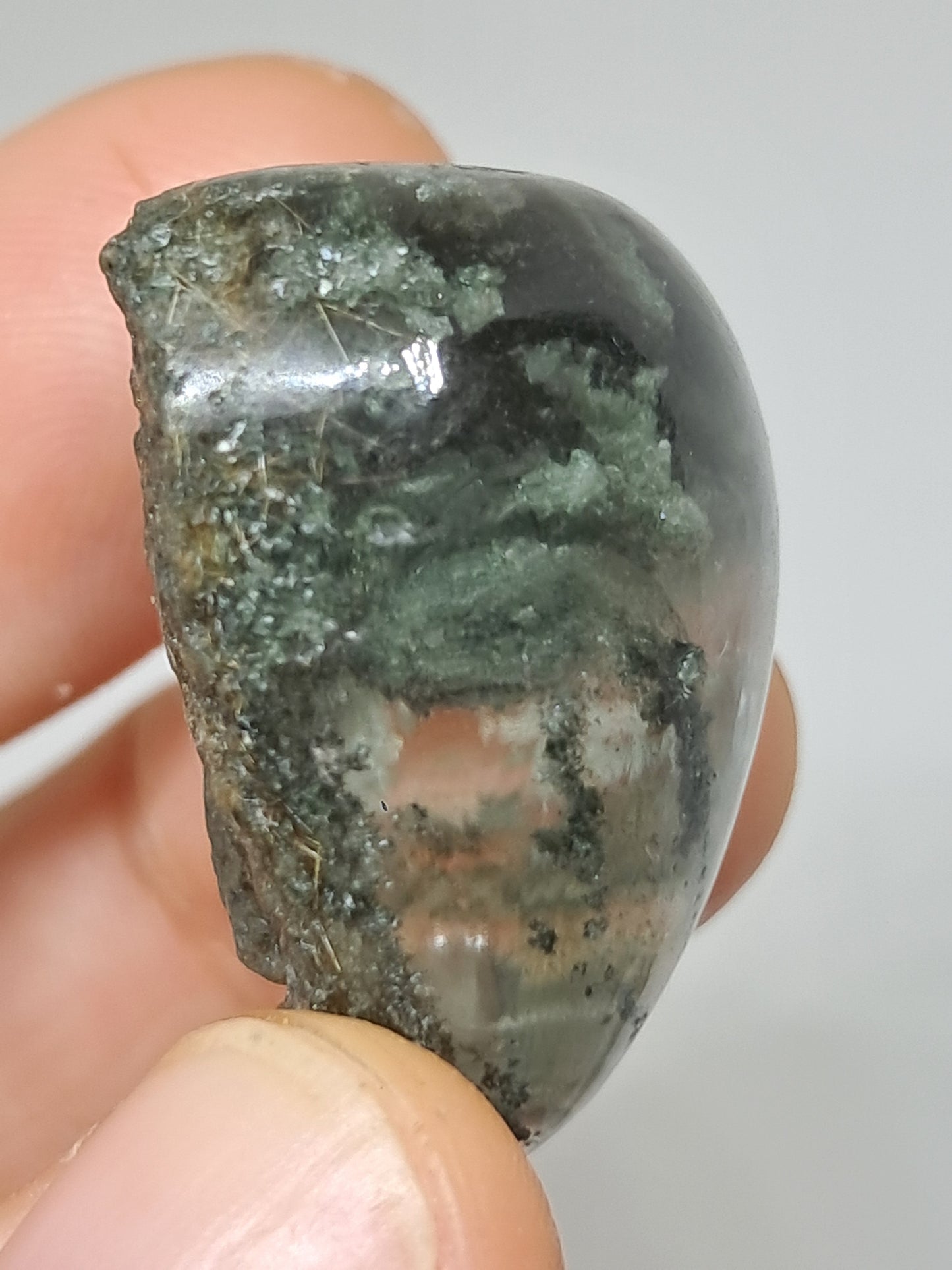 Chlorite Quartz w/ Rutile (Kullu) Half Rough Half Polished | Natural Stone | Cabochon #CH50