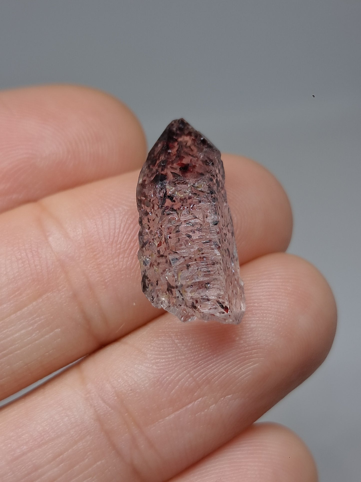 Hematite Included Quartz (Karur) Natural Crystal Point | Mineral Specimen #HPQ64