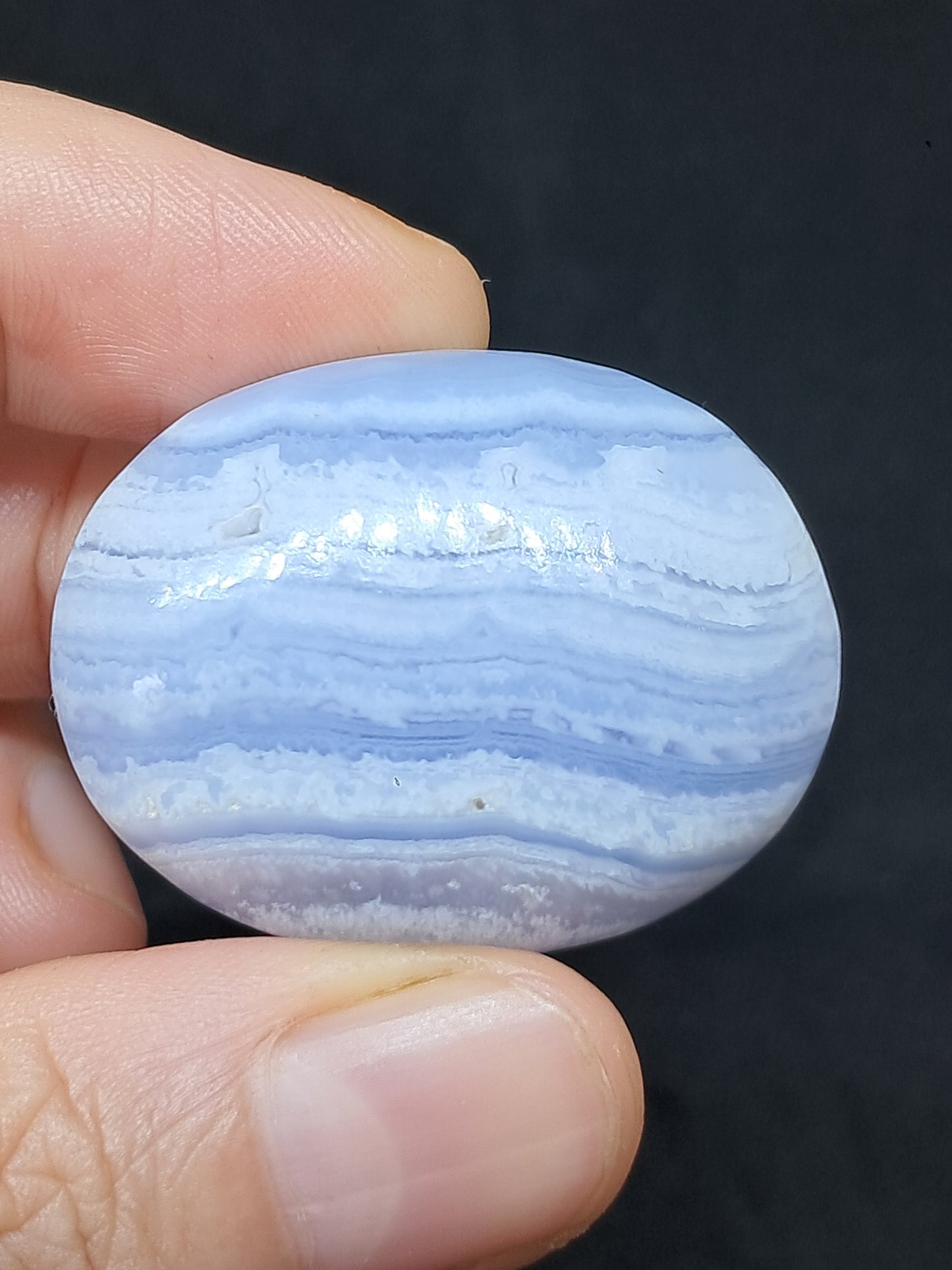 Blue Lace Agate Palmstone | Polished Natural Stone | Good Quality