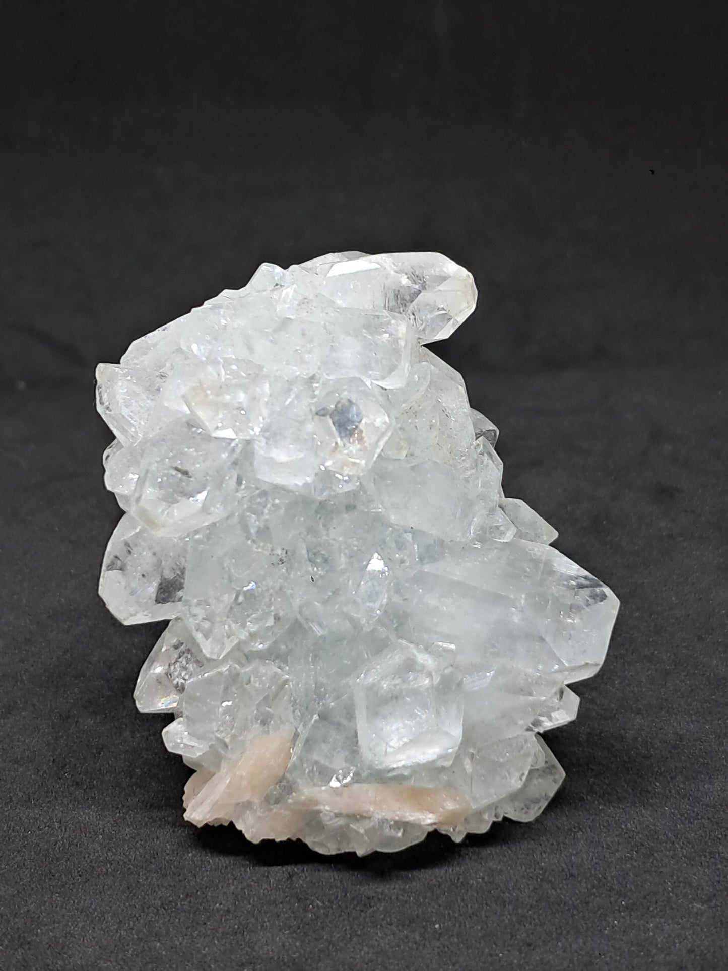 Clear Apophyllite w/ Stilbite Stalactite (Ajanta) Natural Crystal Cluster | Mineral Specimen #AP15eb