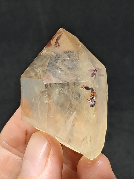 Natural Citrine "Kundalini" with Hematite (Democratic Republic of Congo) Crystal Point | Mineral Specimen #CTN19